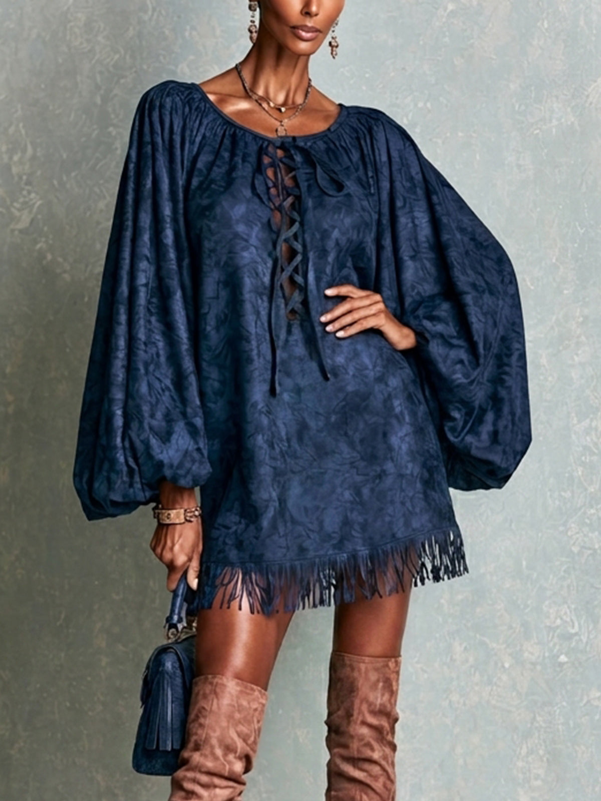Maeve Lace-Up Mini Dress