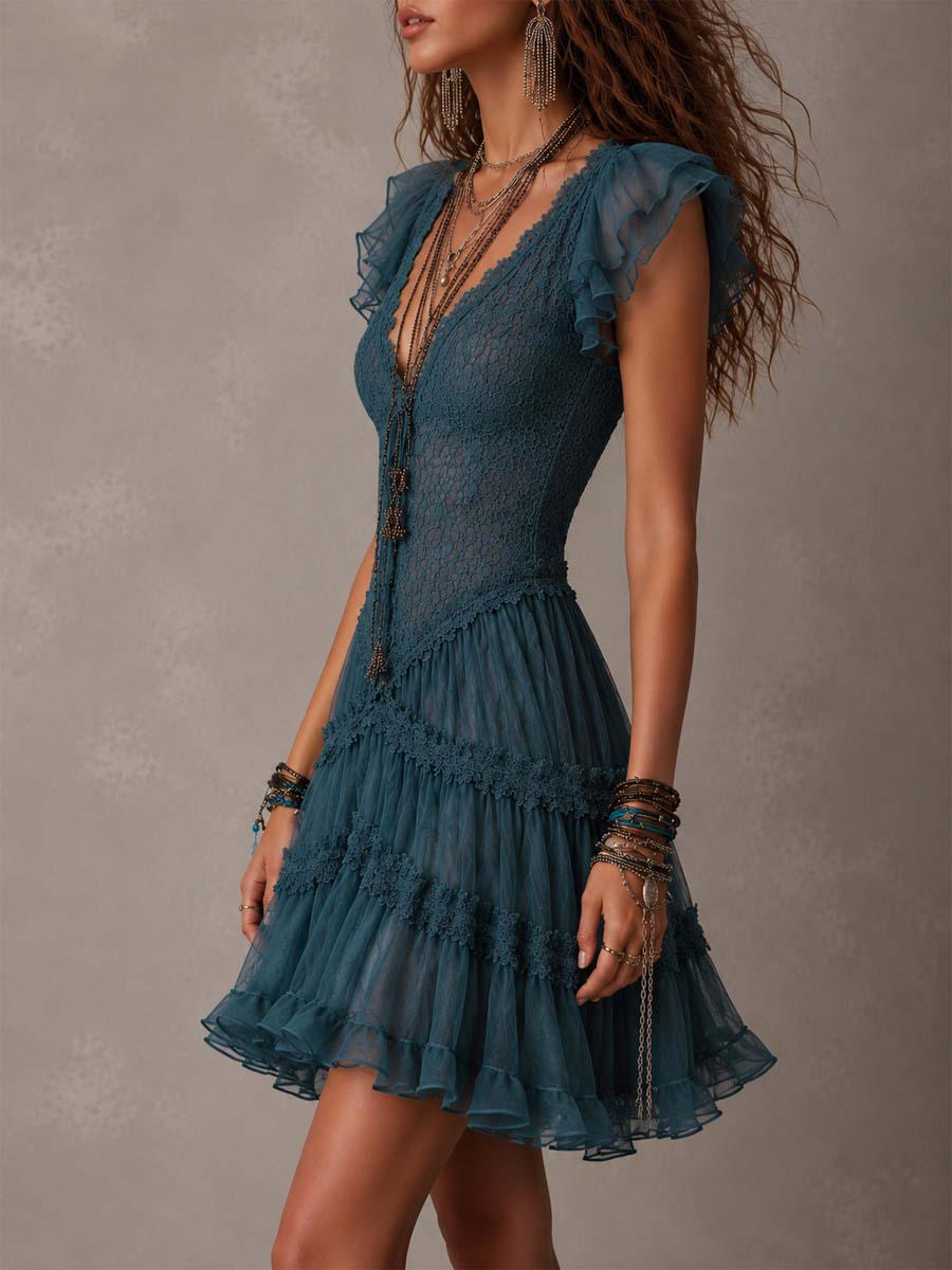 Kaia Ruffle-Trim Mini Dress