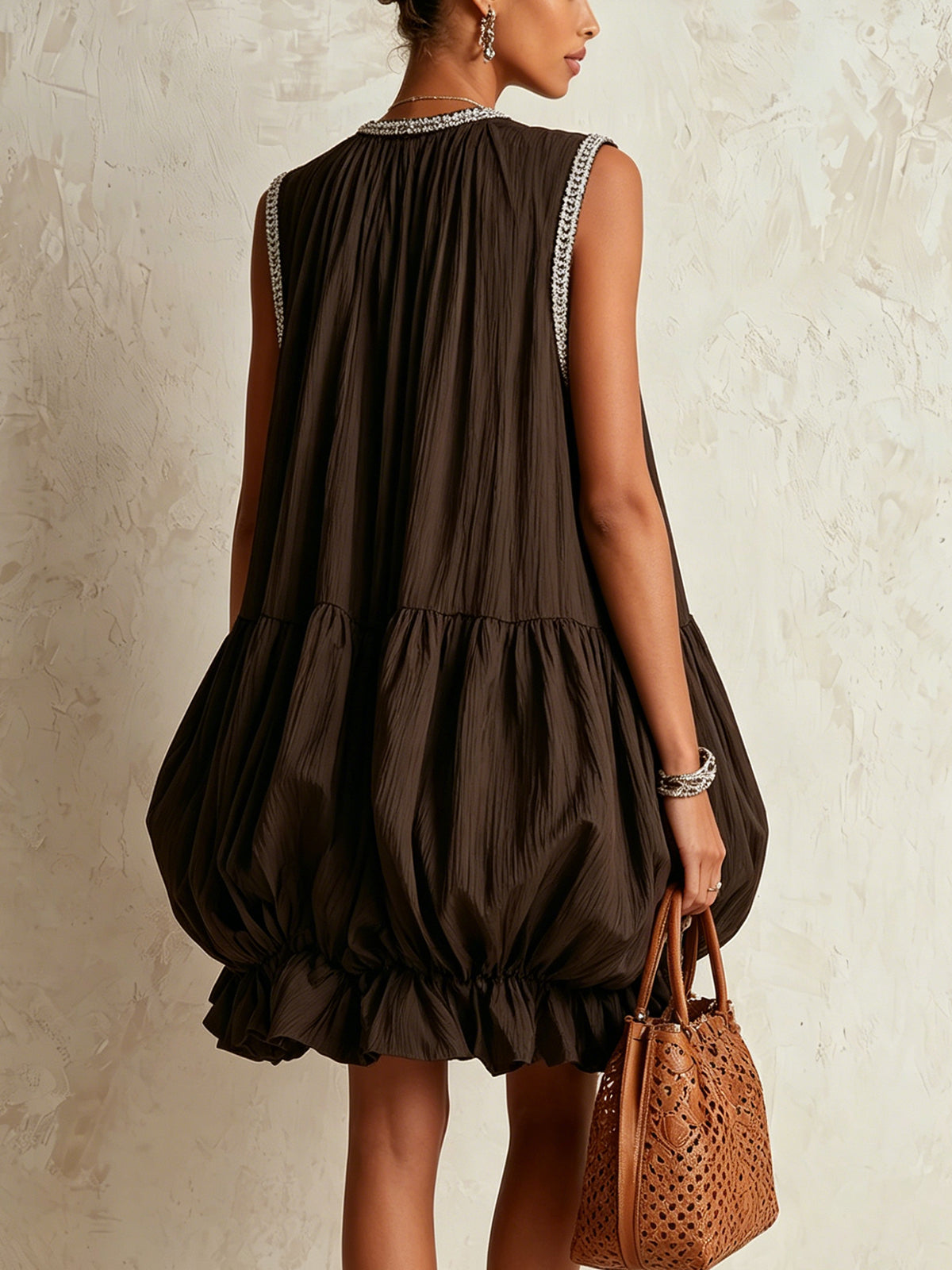 Mara Bubble-Hem Mini Dress