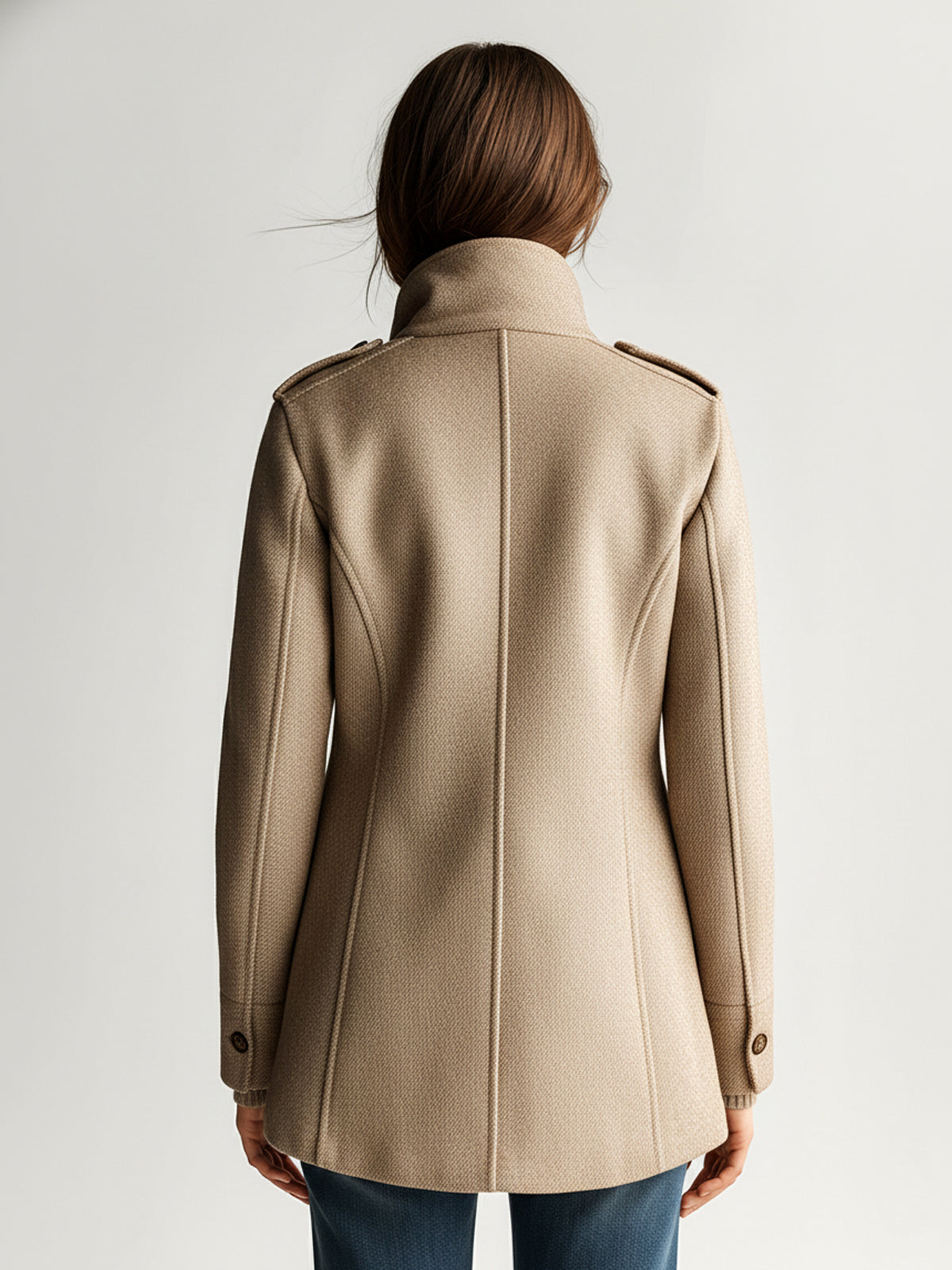 Ninon™ Khaki Wool Utility Coat