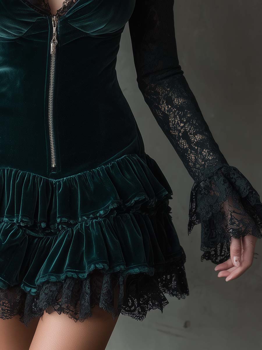 Isla Lace-Sleeve Mini Dress
