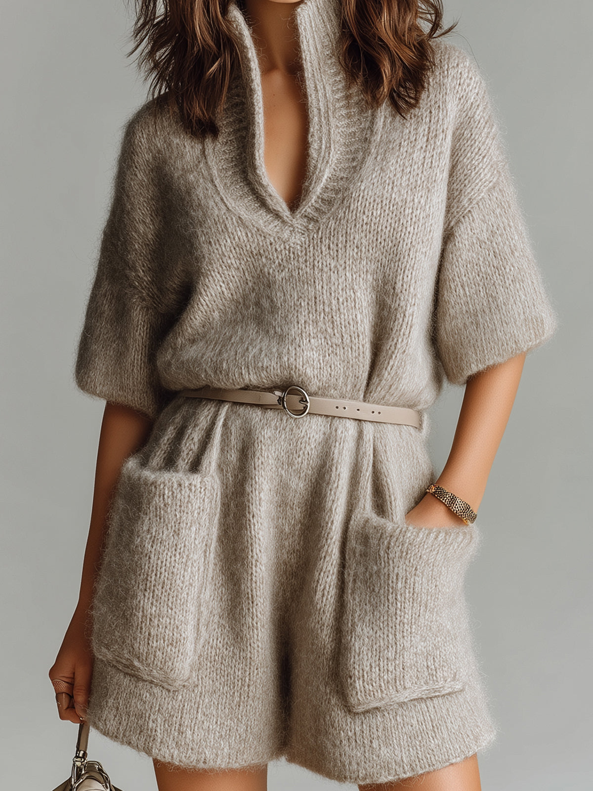 Odile™ Belted Fuzzy Knit Romper