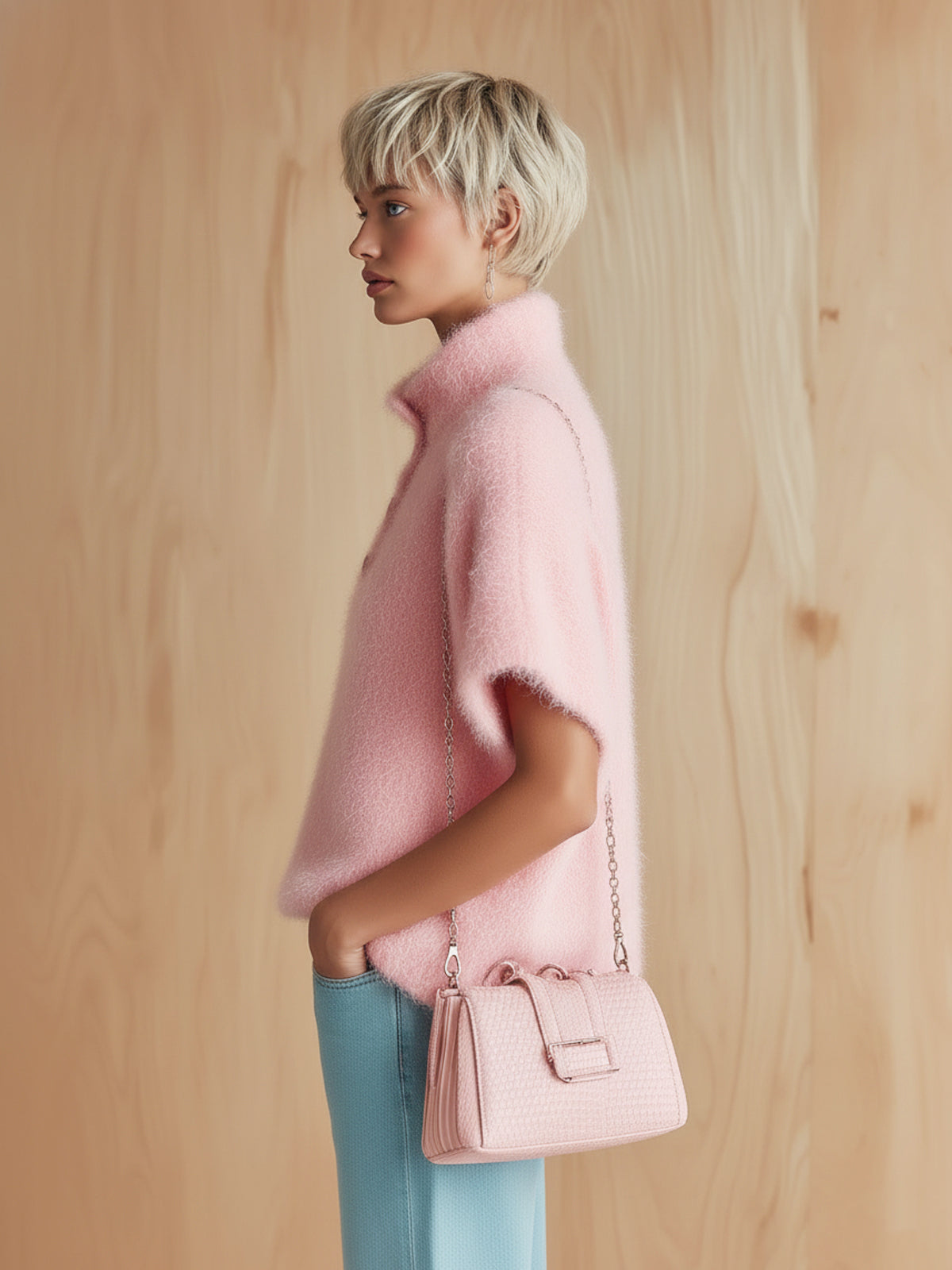 Morwenna™ Pink Button Fuzzy Sweater