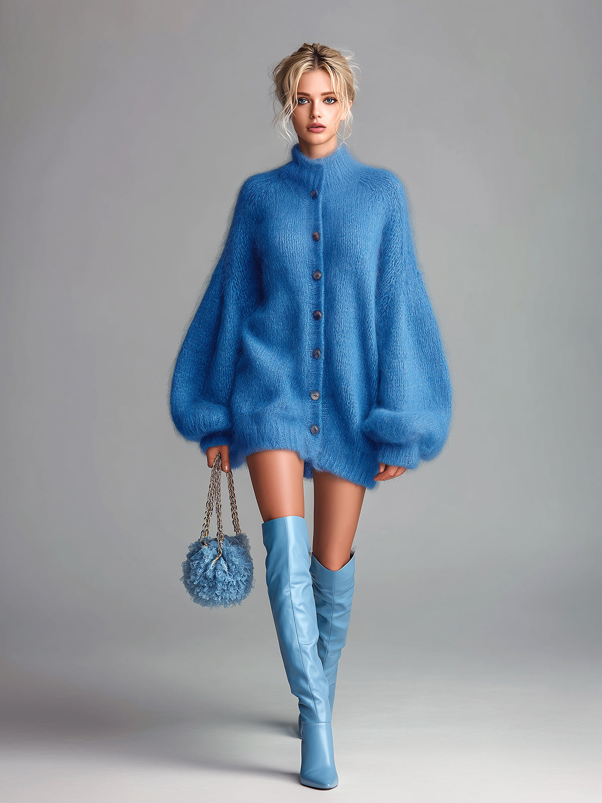 Solene™ Fuzzy Mock Neck Mini Dress