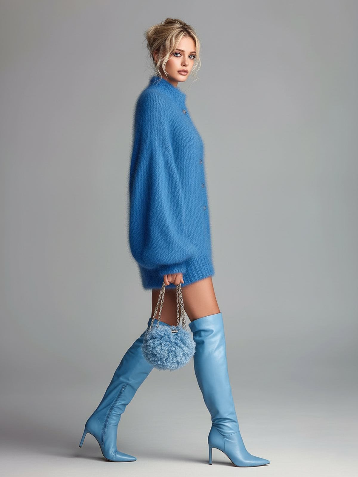 Solene™ Fuzzy Mock Neck Mini Dress