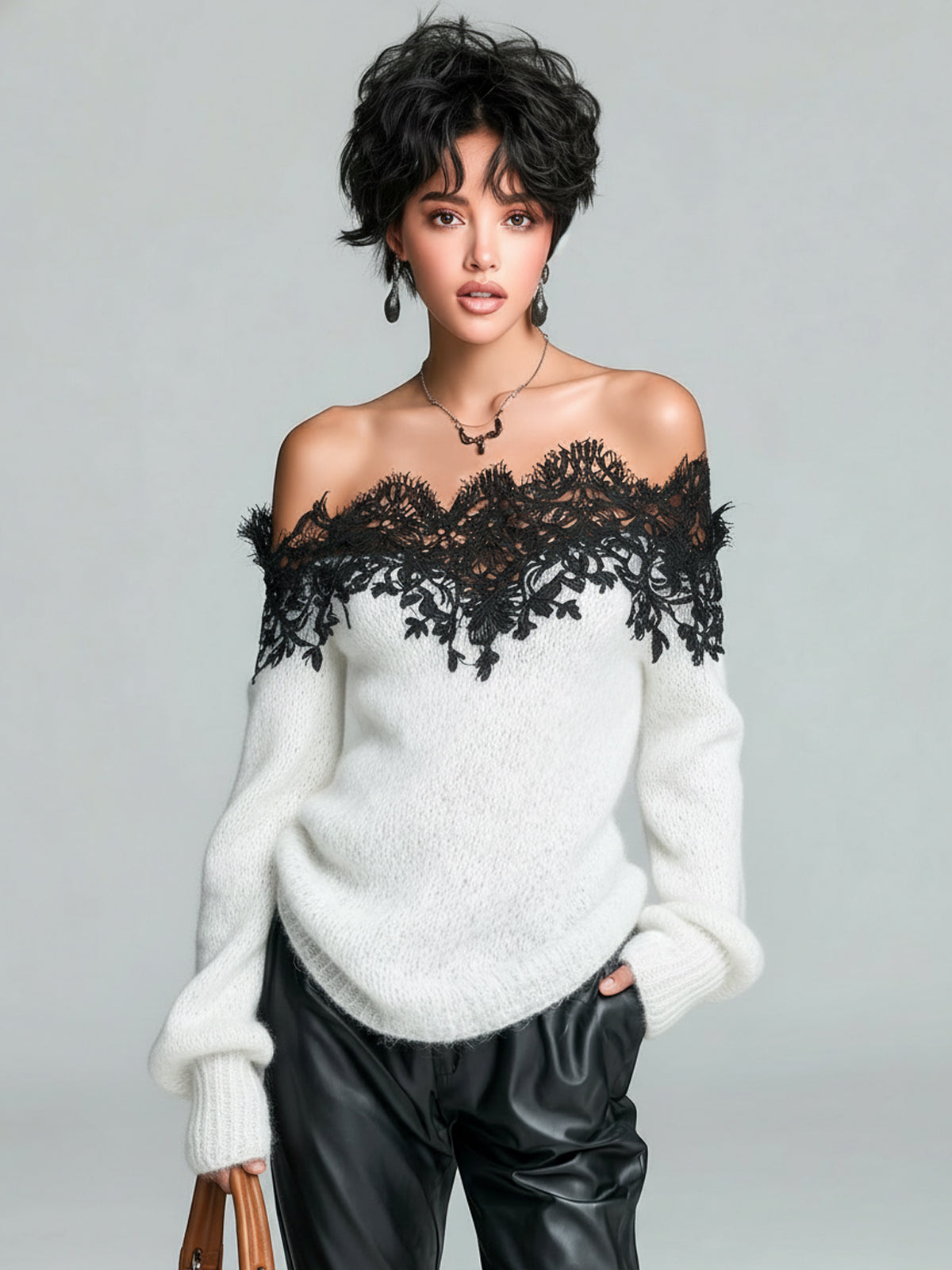Livianne™ Lace Trim Oversized Sweater