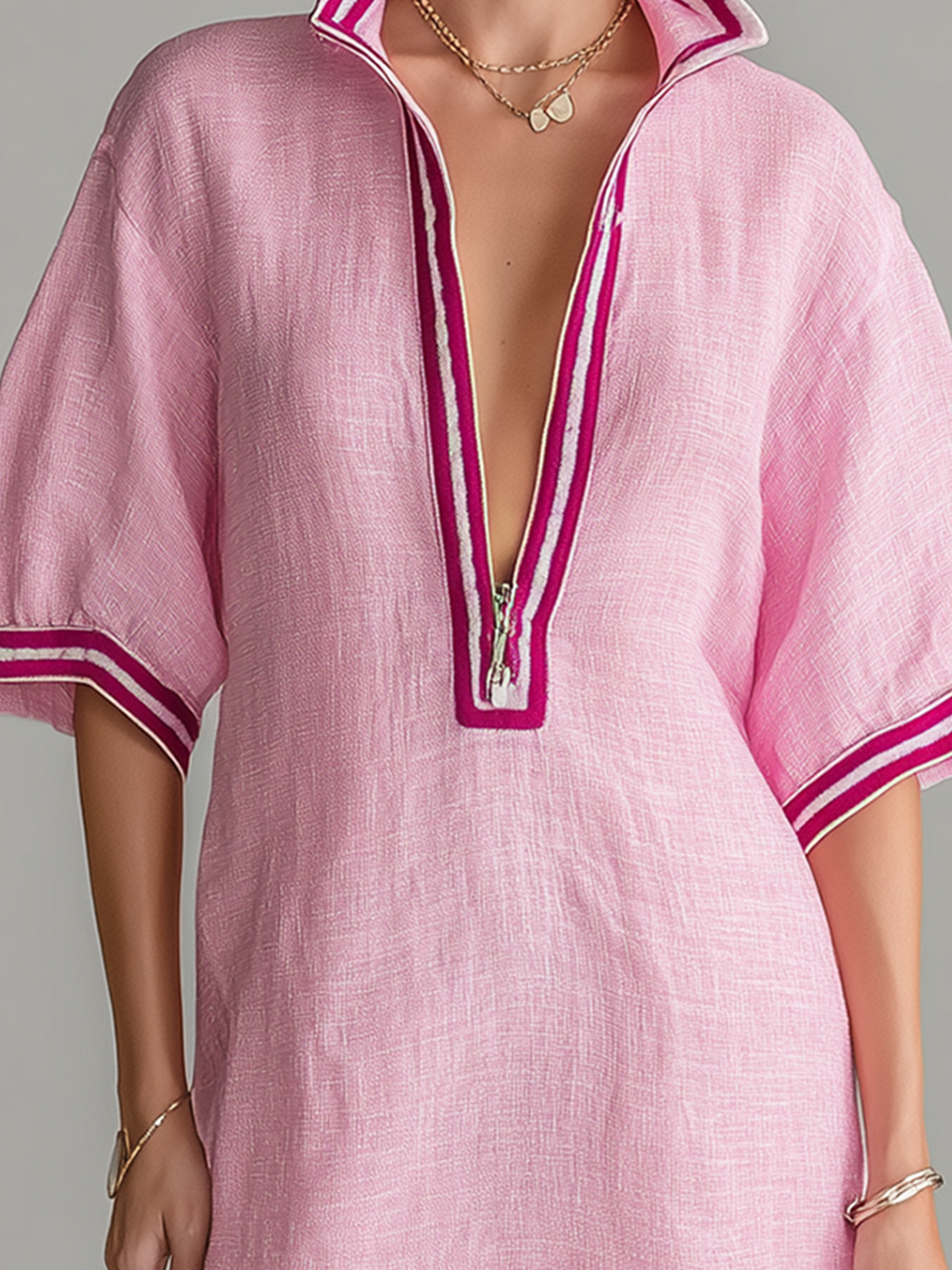 Josette™ Zip Colorblock Linen Mini Dress