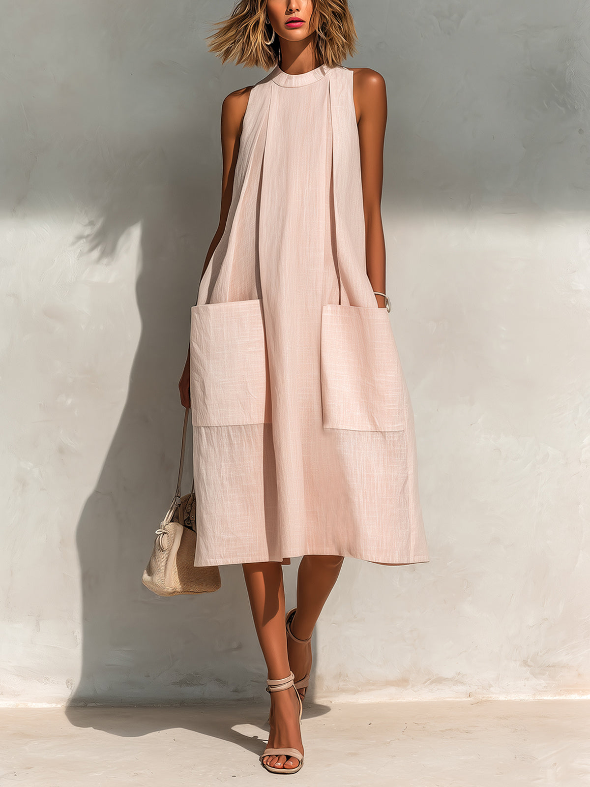 Eleonore™ Pleated Linen Midi Dress