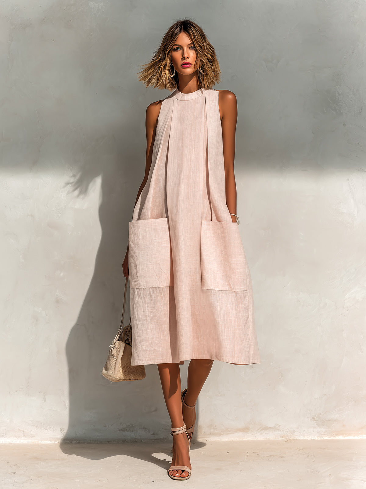 Eleonore™ Pleated Linen Midi Dress