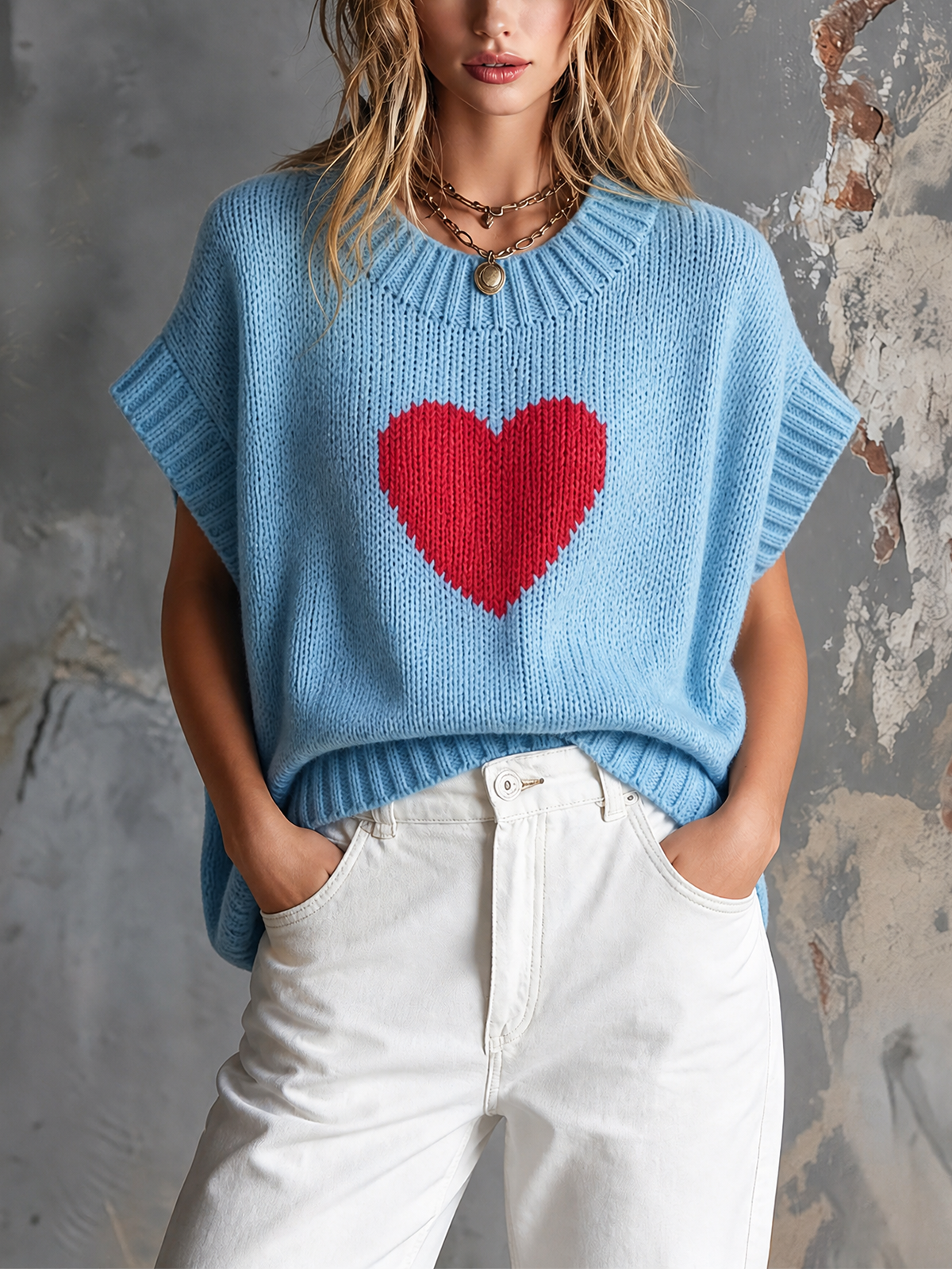 Clarisse™ Heart Jacquard Knit Sweater