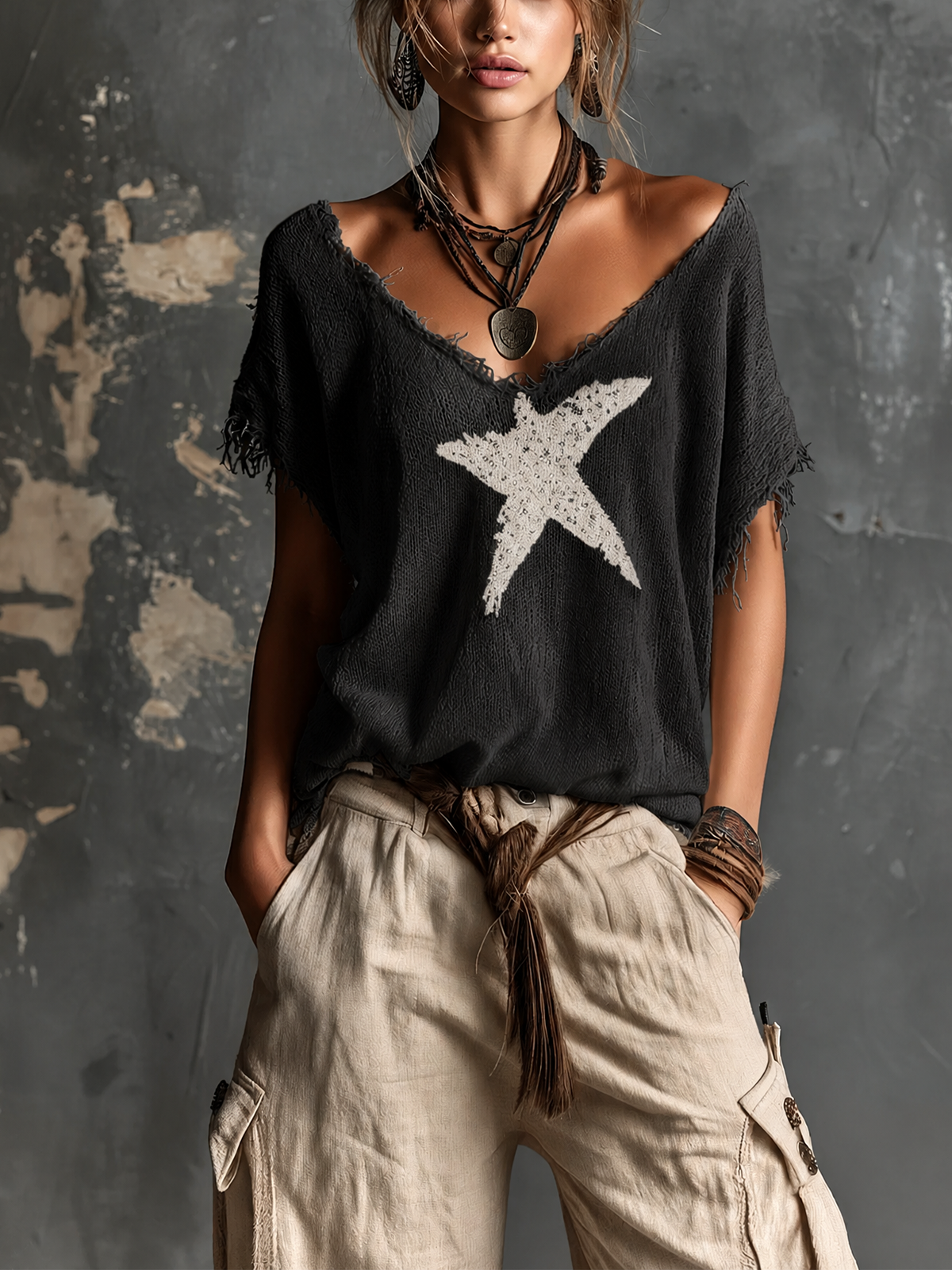 Athenais™ Star Dolman Knit Sweater