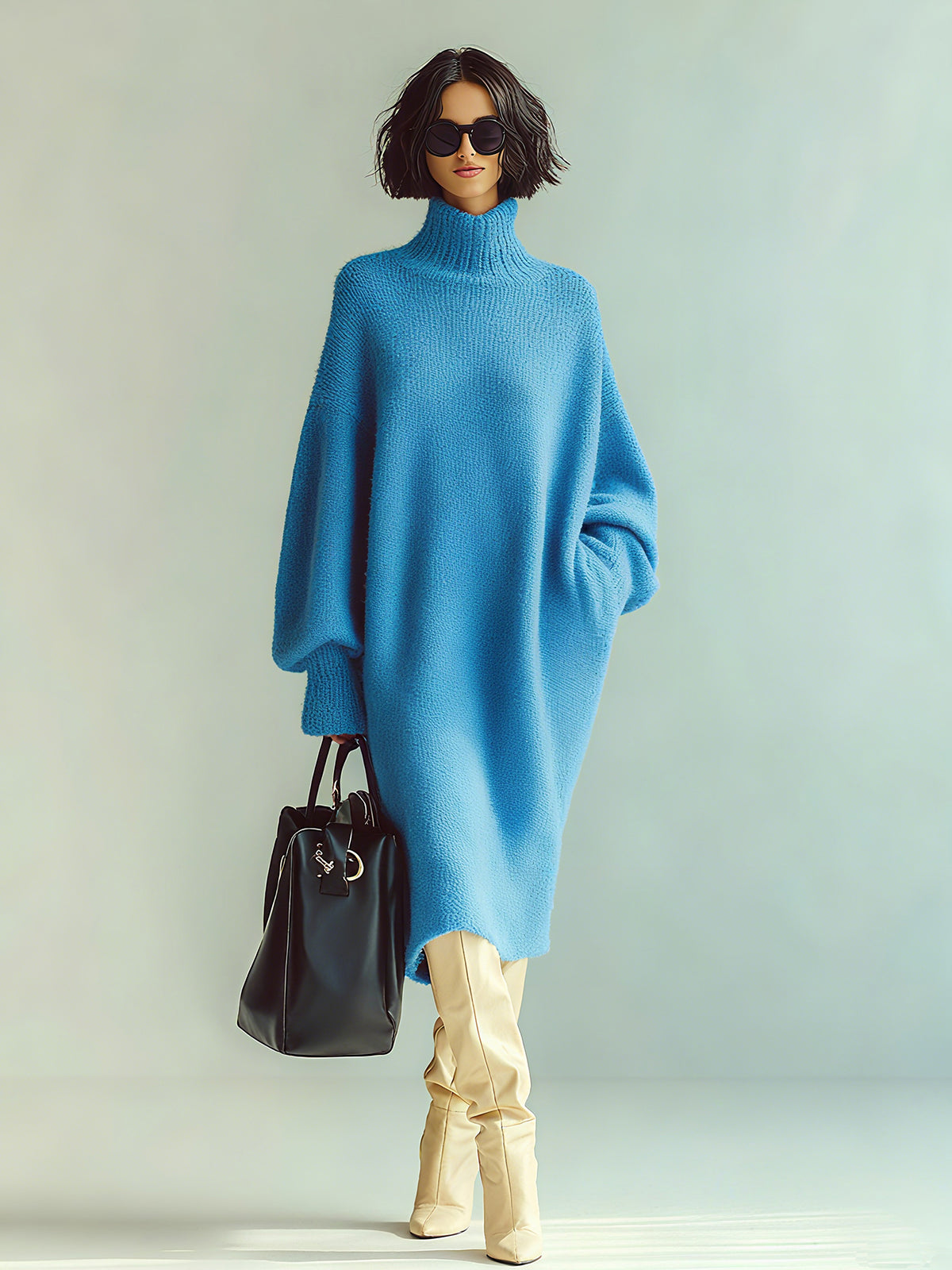 Philippa™ Oversized Turtleneck Midi Dress