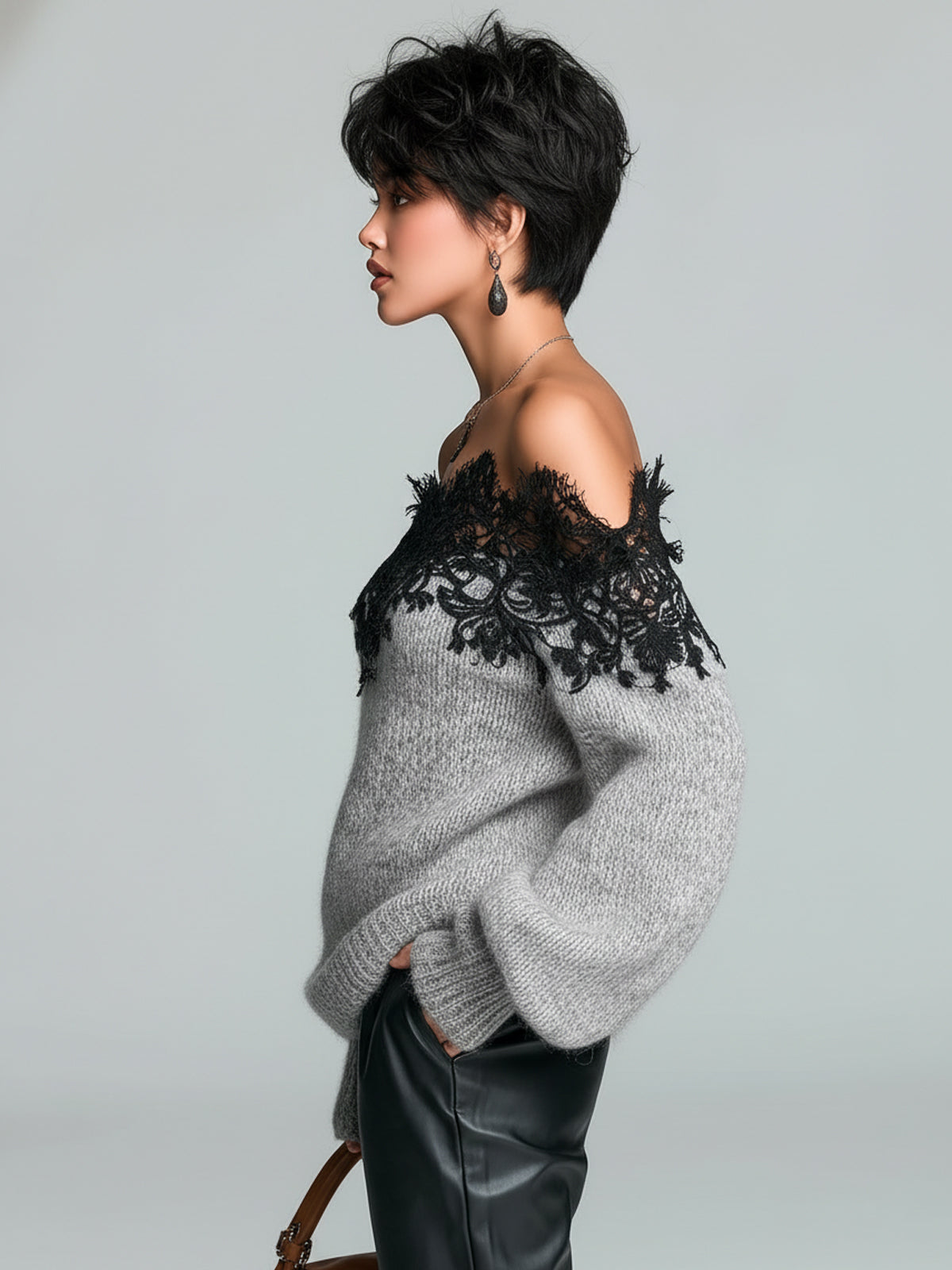 Livianne™ Lace Trim Oversized Sweater
