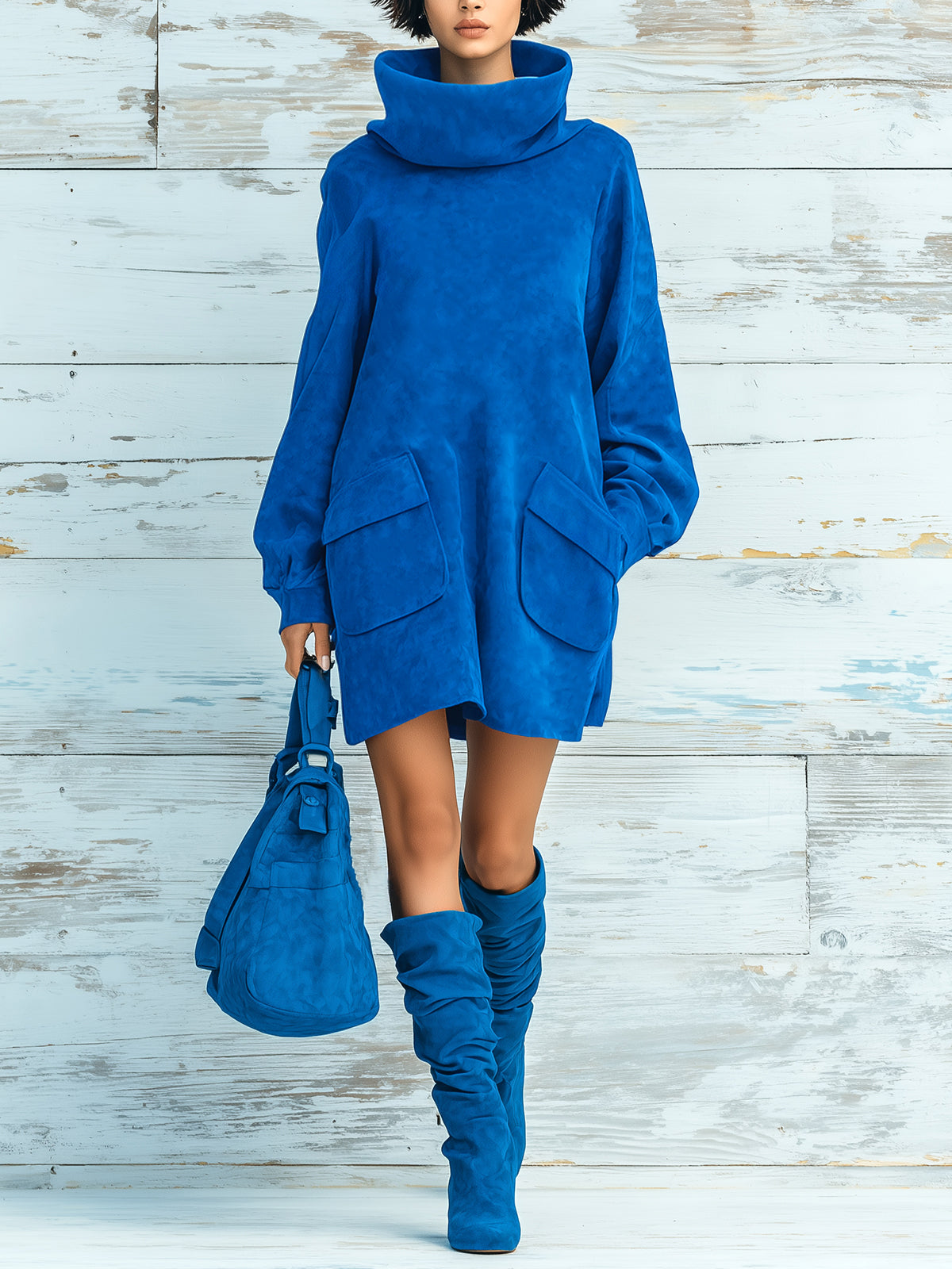 Sybille™ Faux Suede Turtleneck Dress
