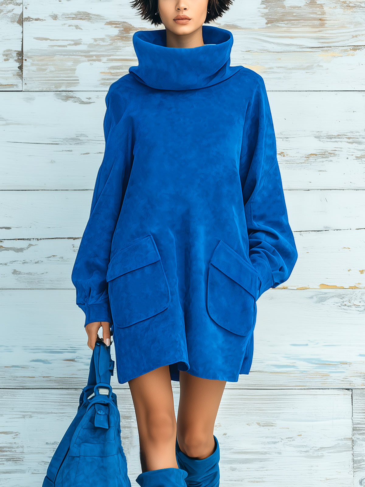 Sybille™ Faux Suede Turtleneck Dress