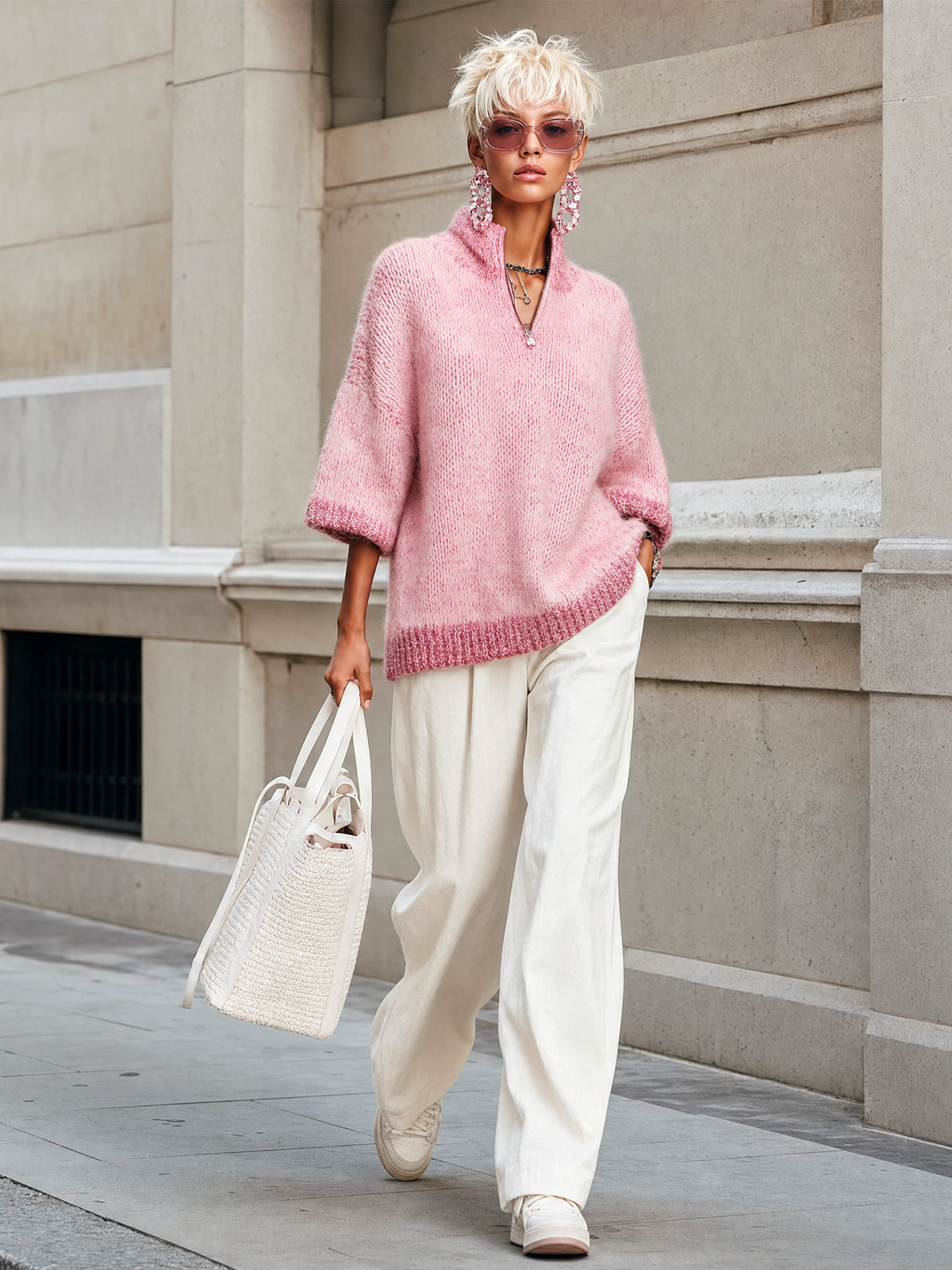 Cressida™ Pink Zip Knit Sweater