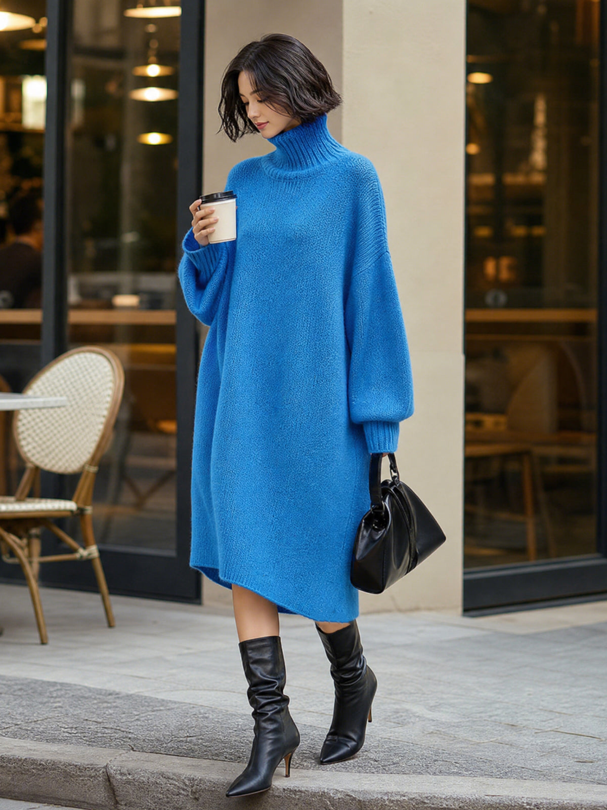Philippa™ Oversized Turtleneck Midi Dress