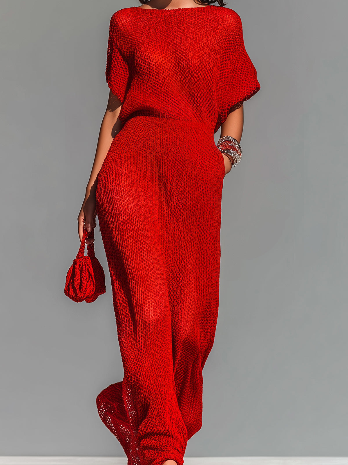 Emmeline™ Red Boat Neck Maxi Dress