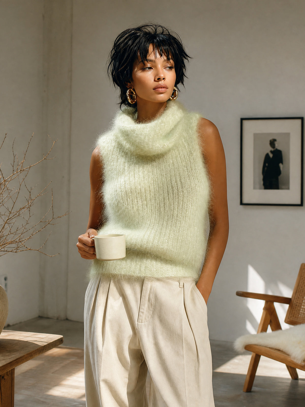 Cerise™ Cowl Neck Fuzzy Tank