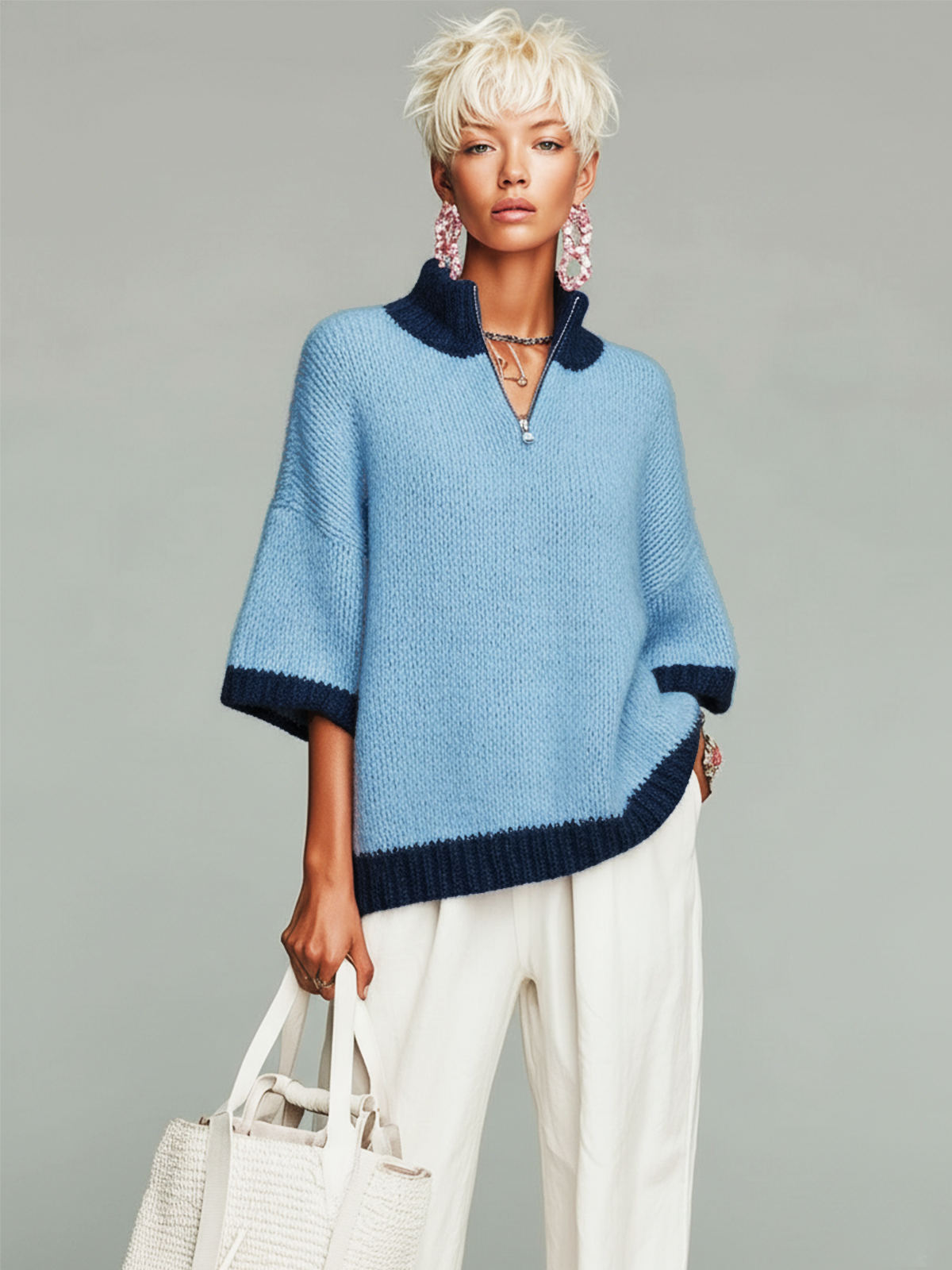 Cressida™ Pink Zip Knit Sweater