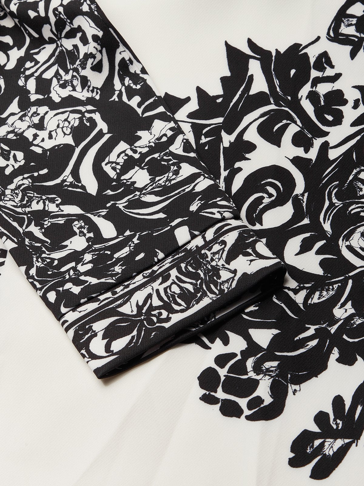 Black & White Vintage Floral One Shoulder Pocketed Harem Jumpsuit