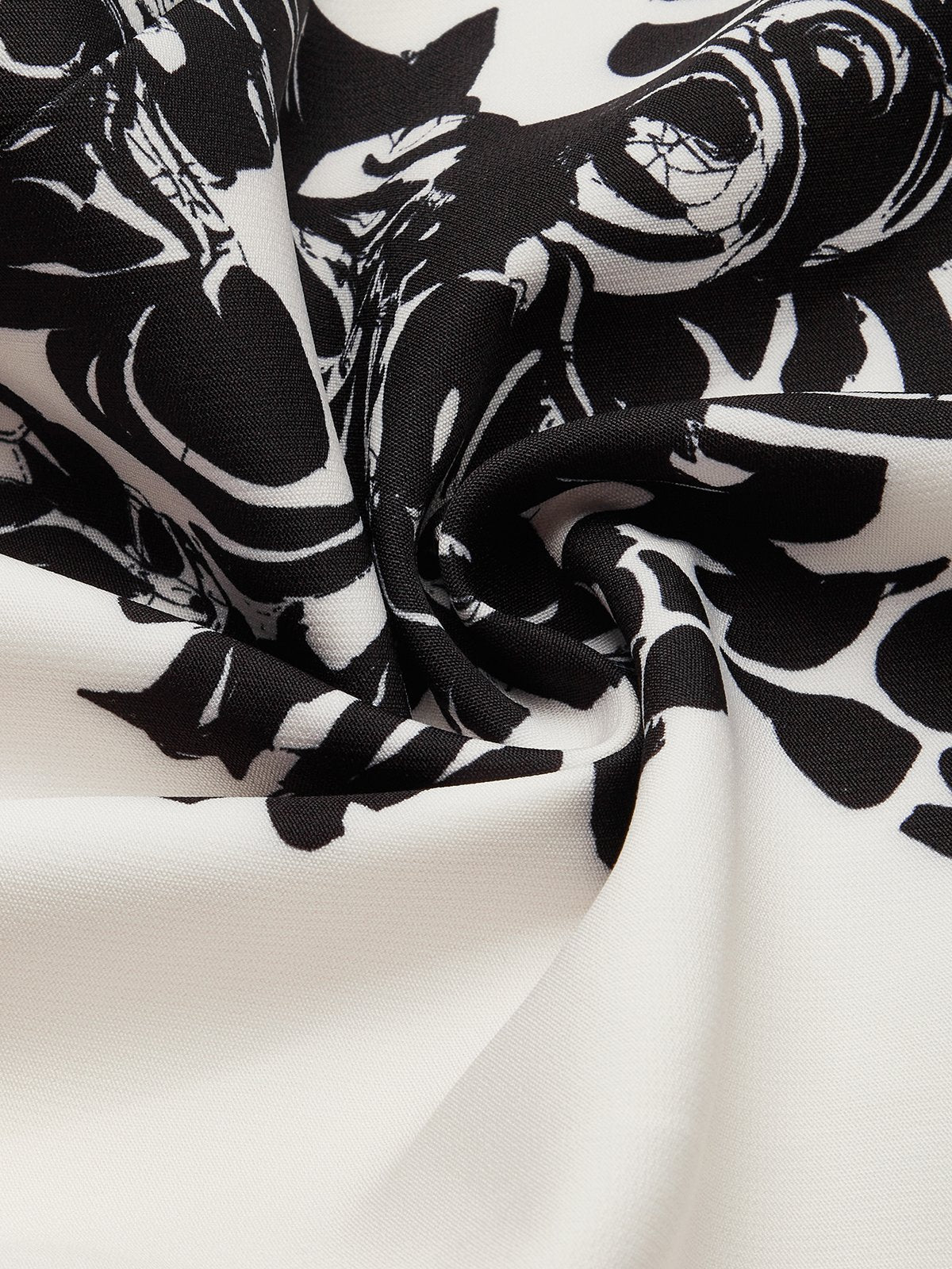 Black & White Vintage Floral One Shoulder Pocketed Harem Jumpsuit