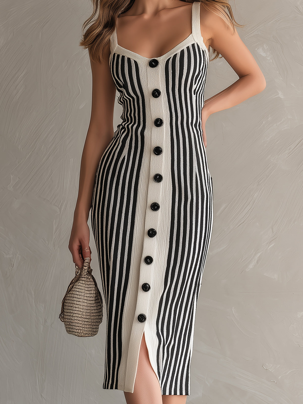 Harlowe™ Striped Button Midi Dress