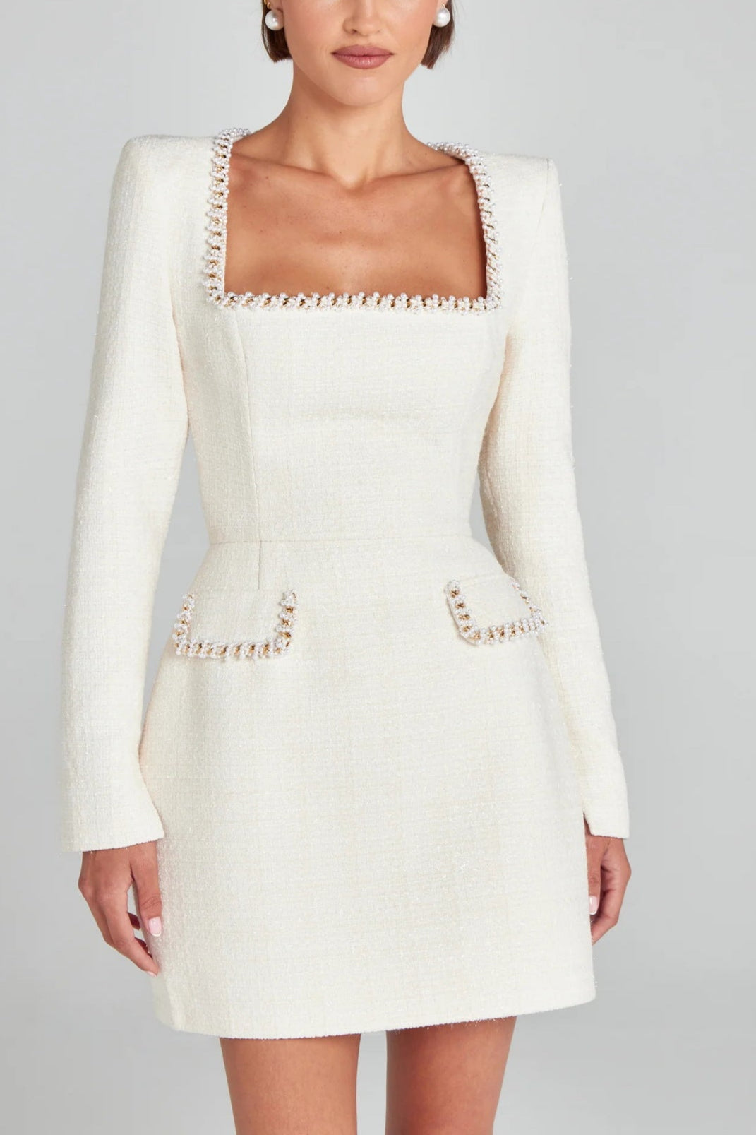 Rhea Pearl-Trim Mini Dress