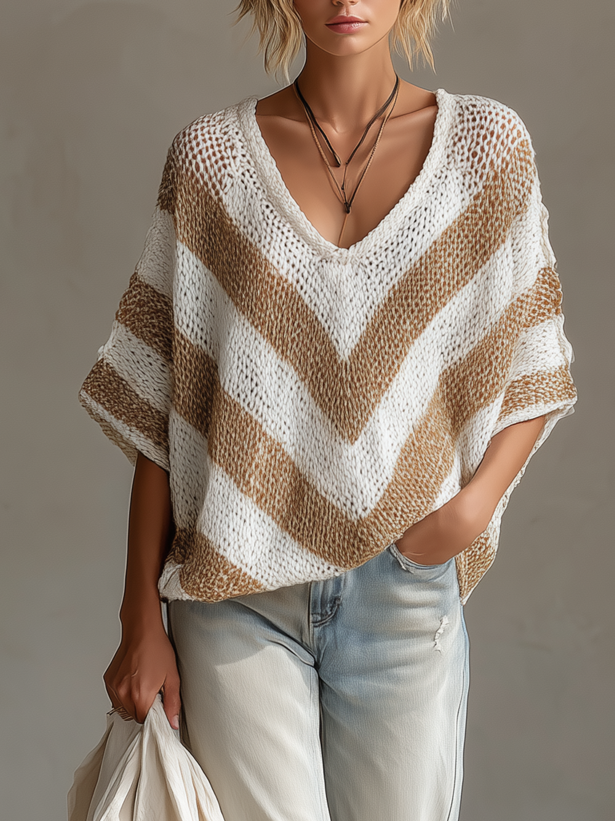 Celandine™ Striped V-Neck Knit Sweater