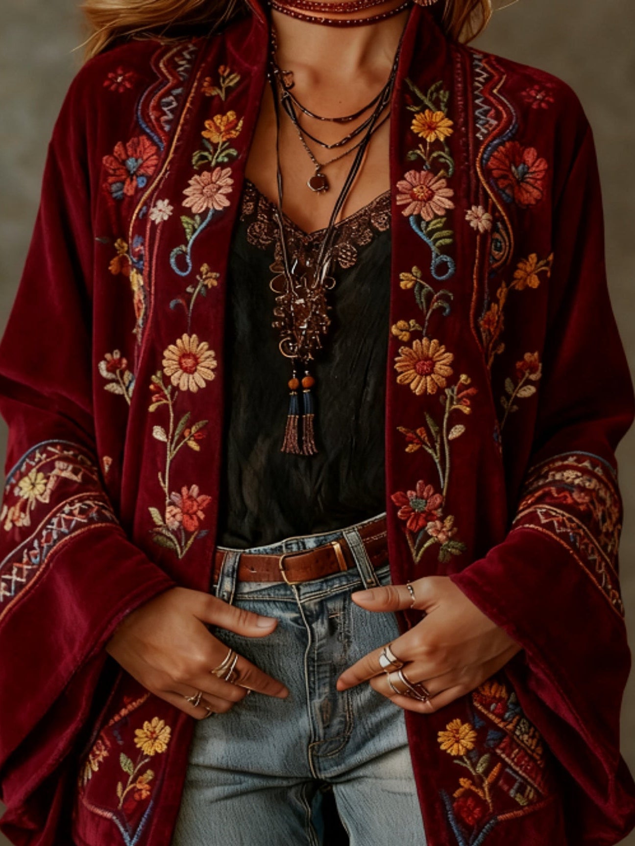 Darcy | Boho Embroidered Kimono Cardigan