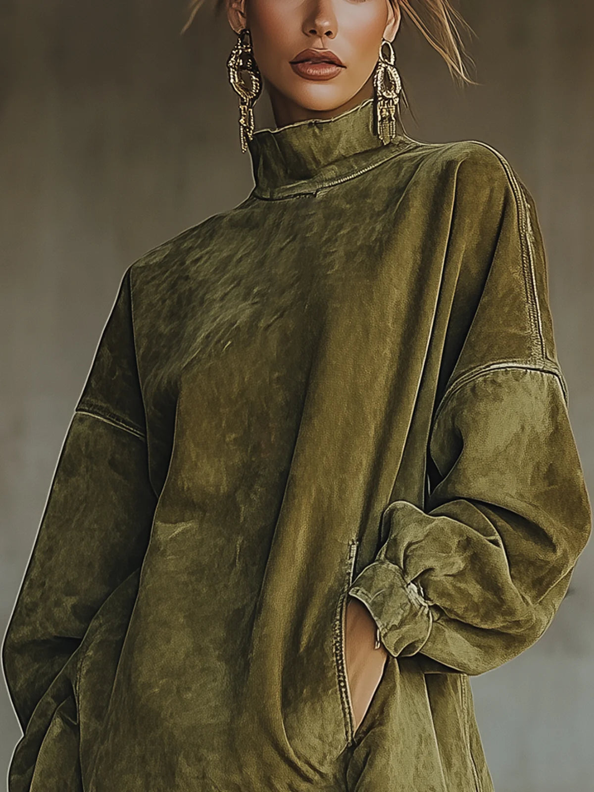 Lena Fringe Turtleneck Dress