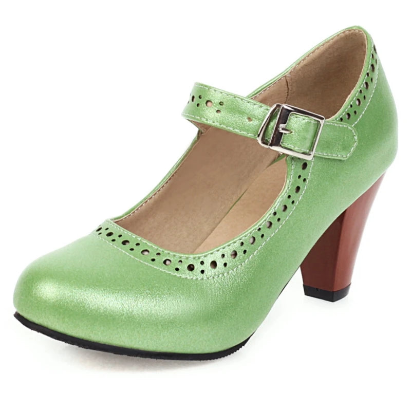 Genevieve | Colourful Mary Jane Heels with Adjustable Strap