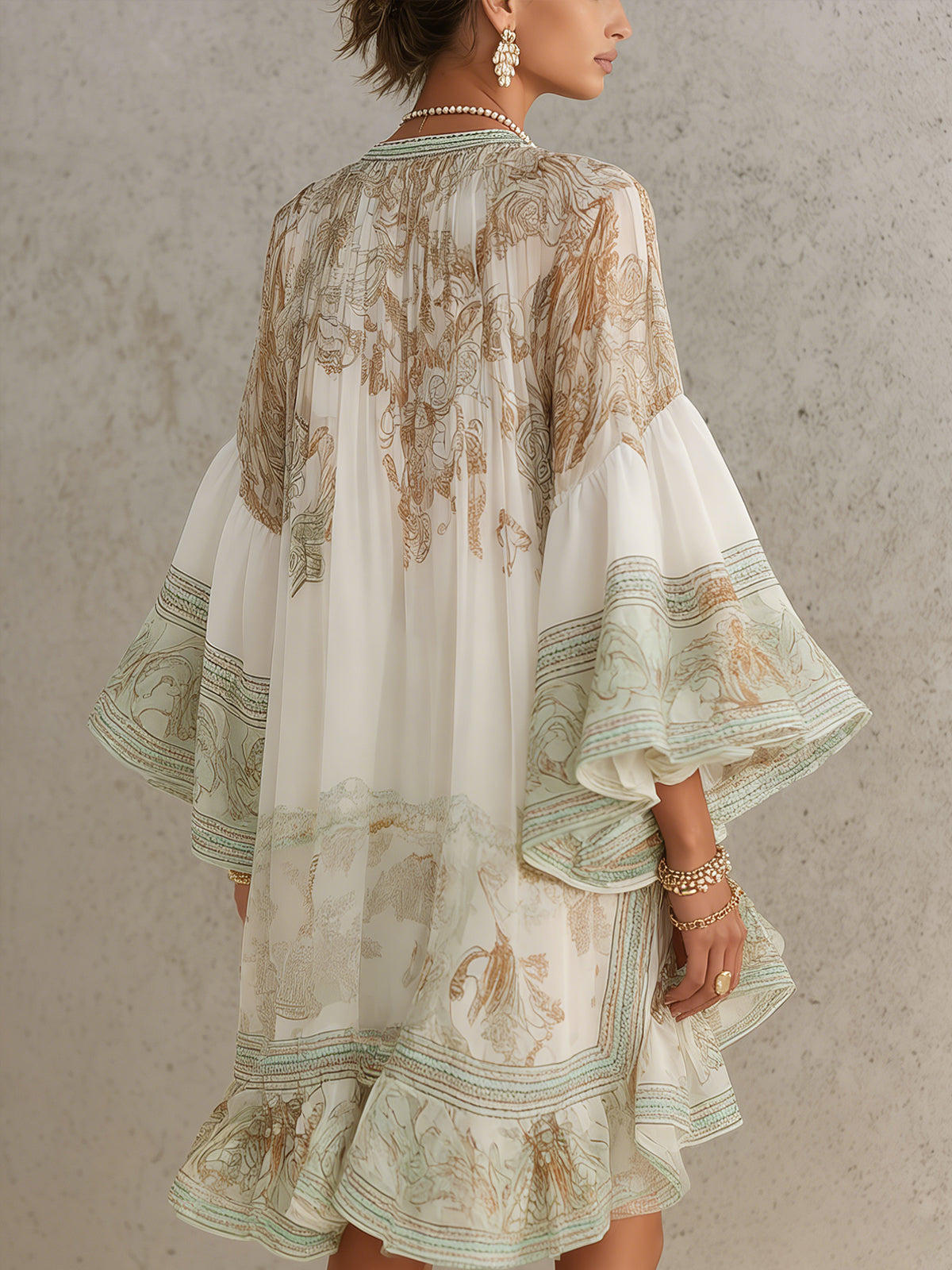 Rhea Flounce-Sleeve Mini Dress