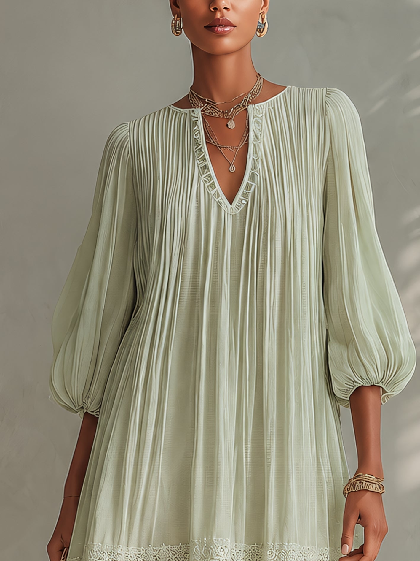Kaia Lantern Sleeve Mini Dress
