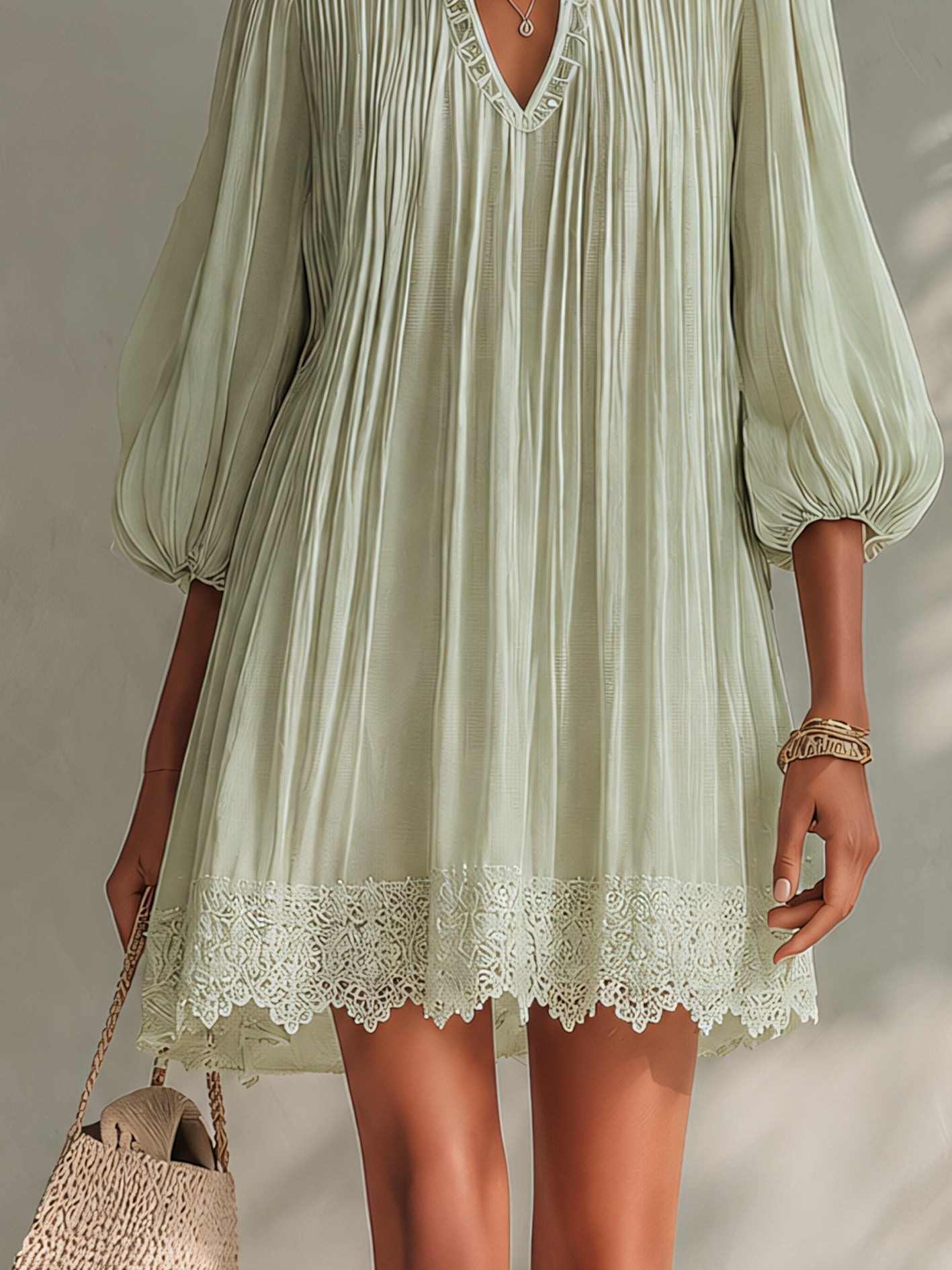 Kaia Lantern Sleeve Mini Dress