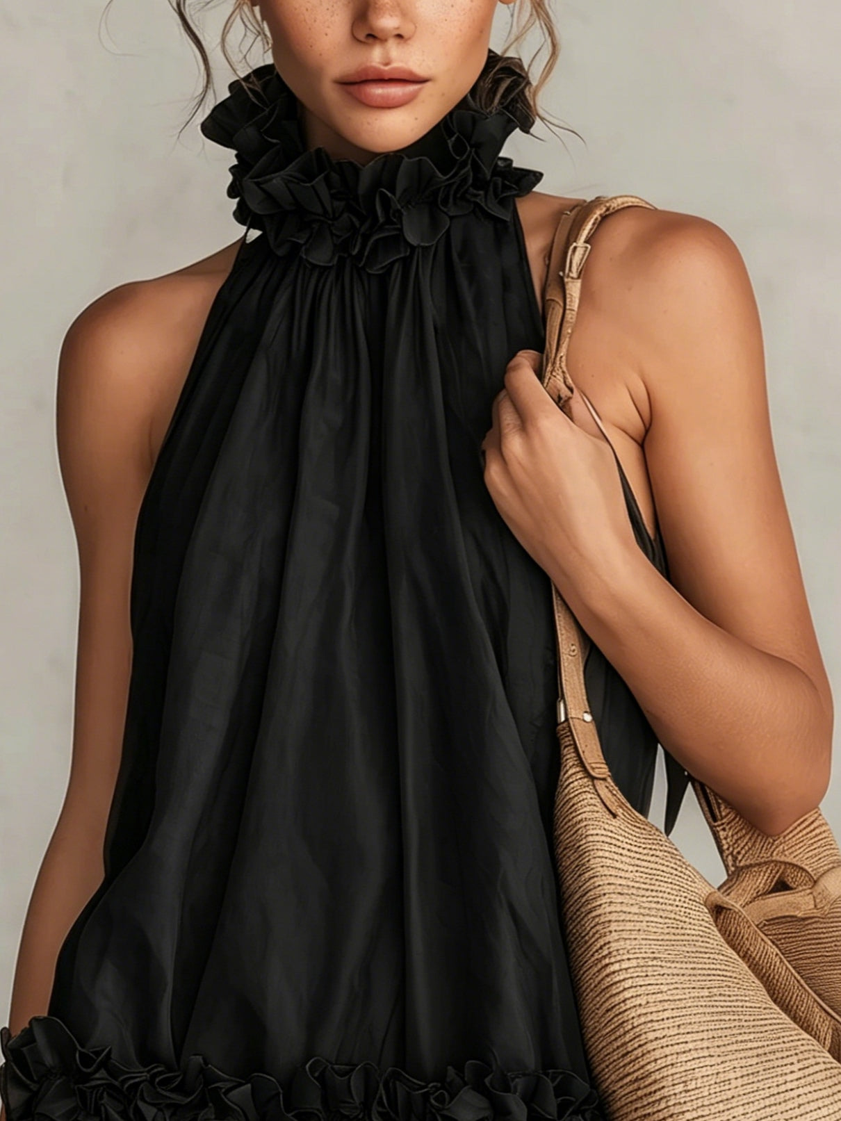 Mira Ruffled Halter Mini Dress