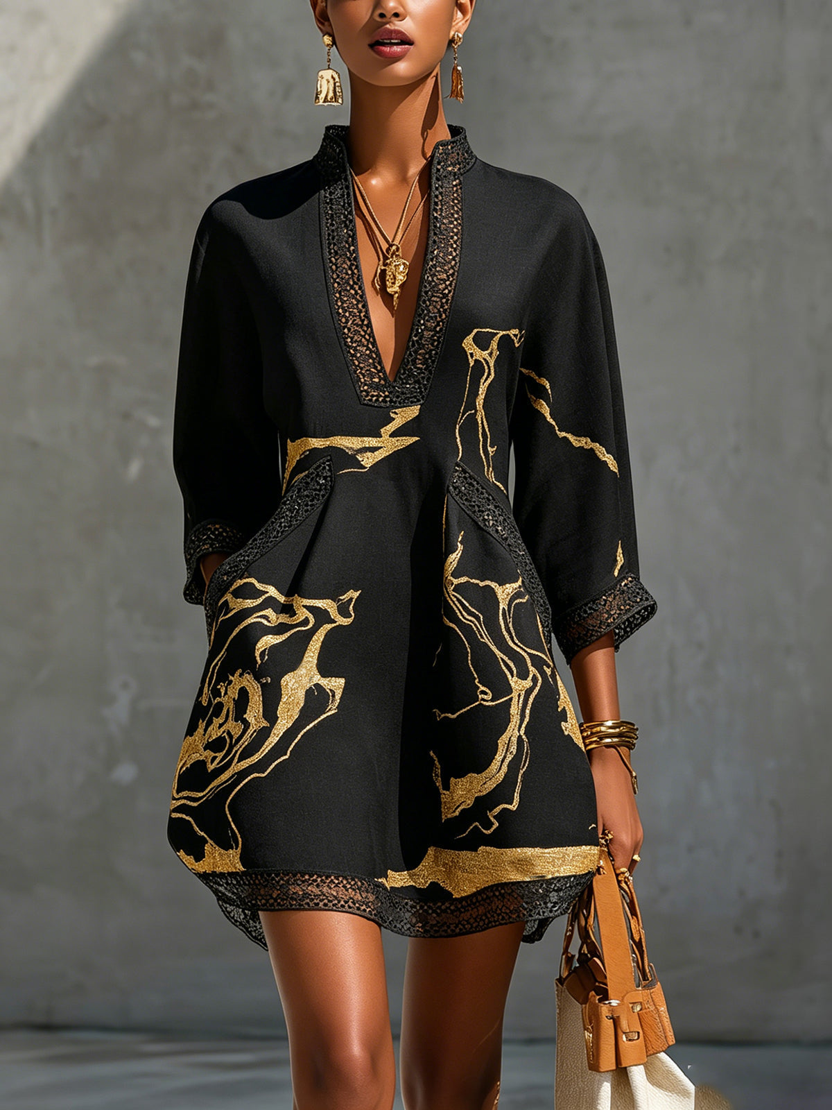 Mara Crochet-Trim Mini Dress