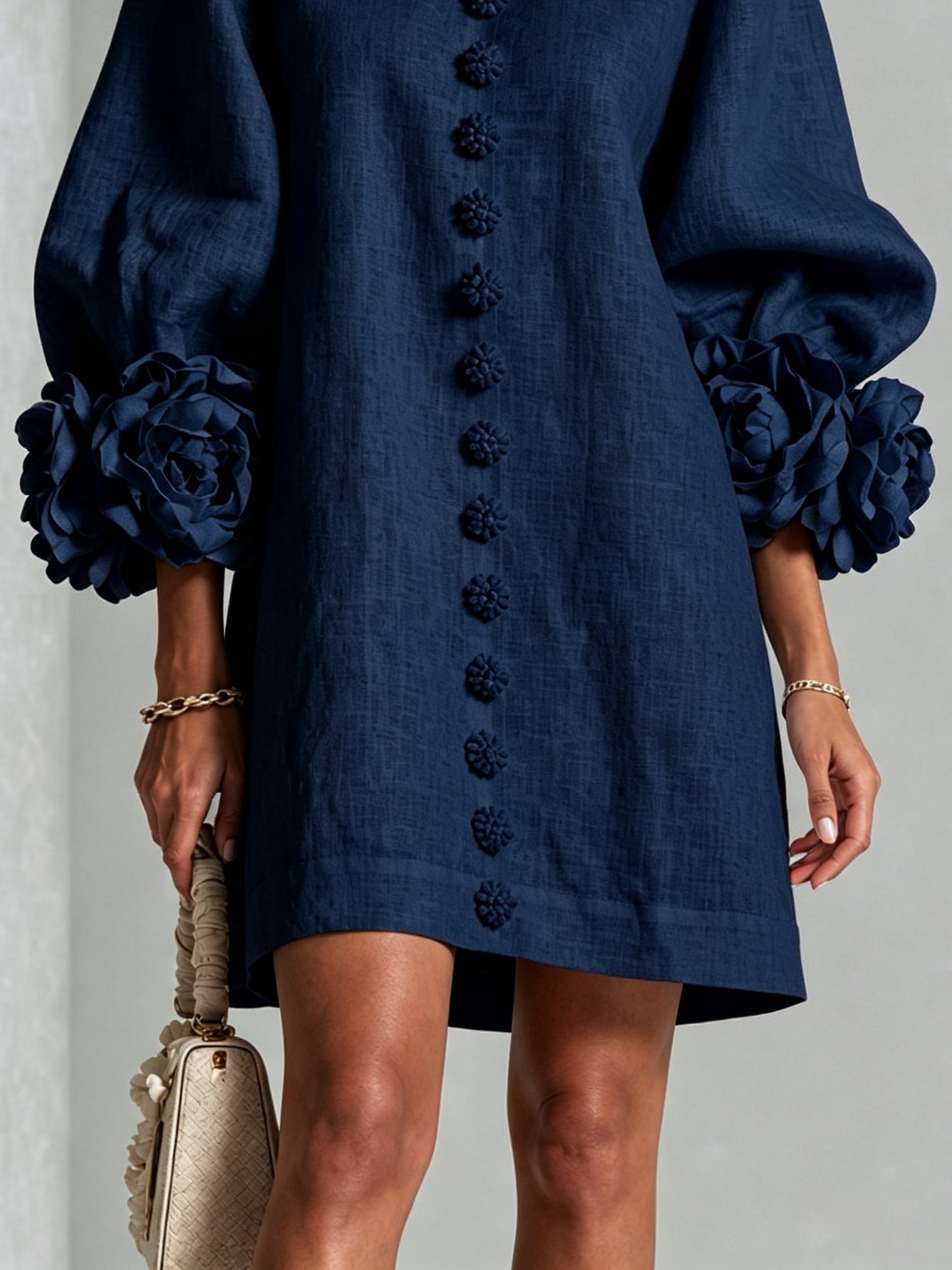 Lena Cuffed Mini Shirt Dress