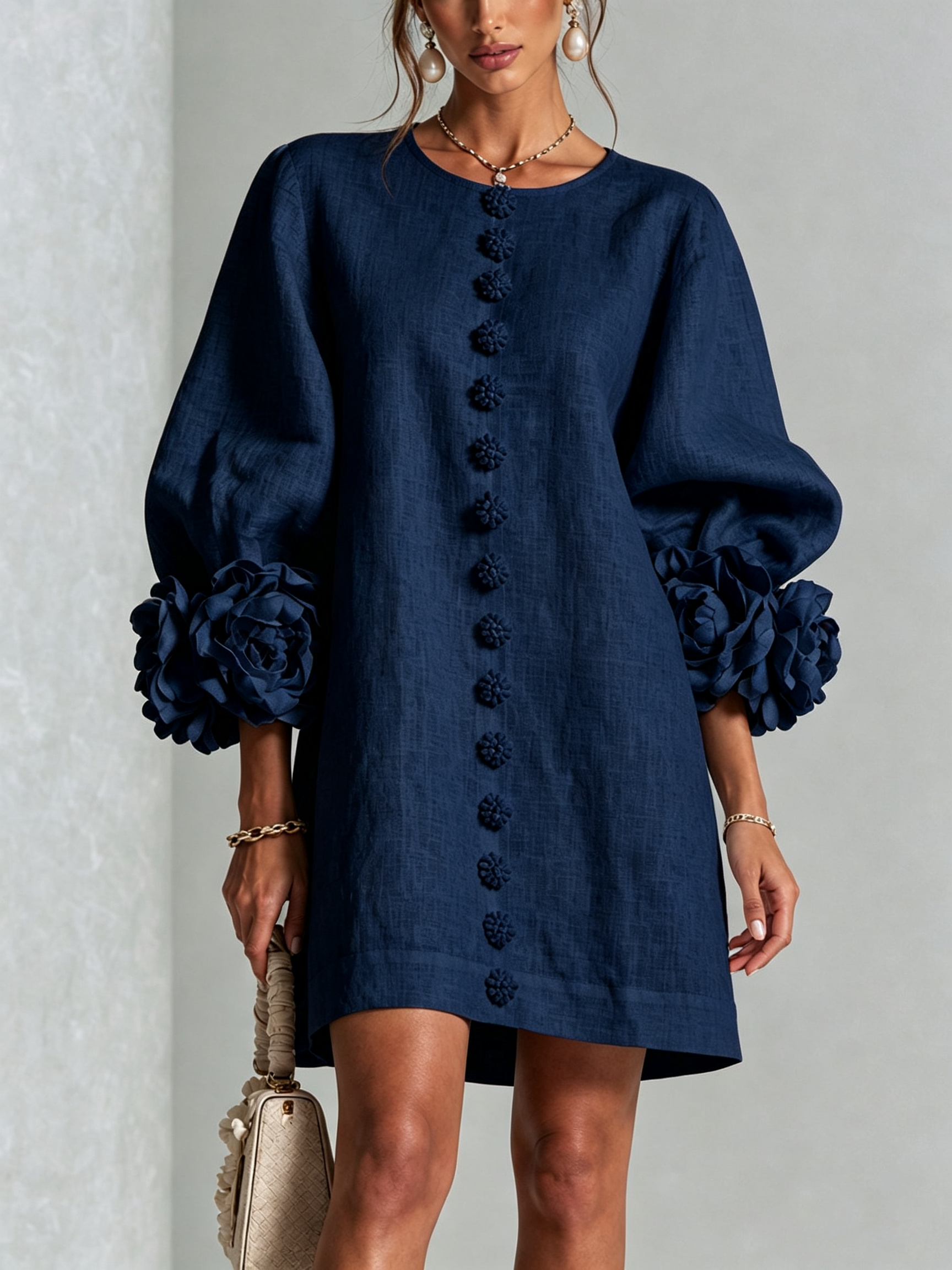 Lena Cuffed Mini Shirt Dress