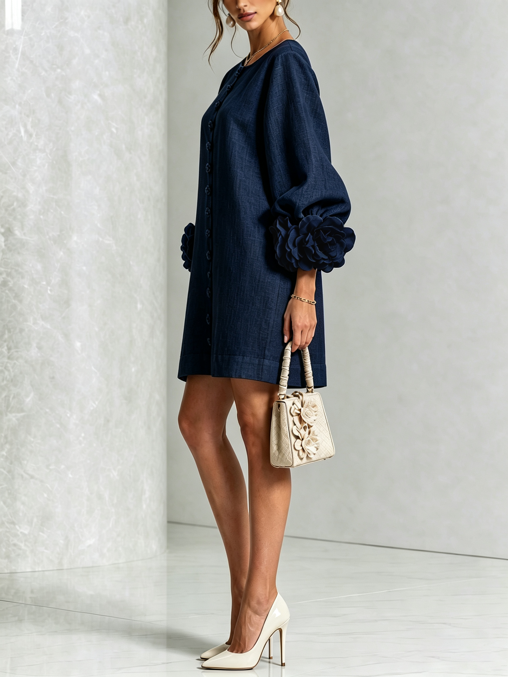 Lena Cuffed Mini Shirt Dress