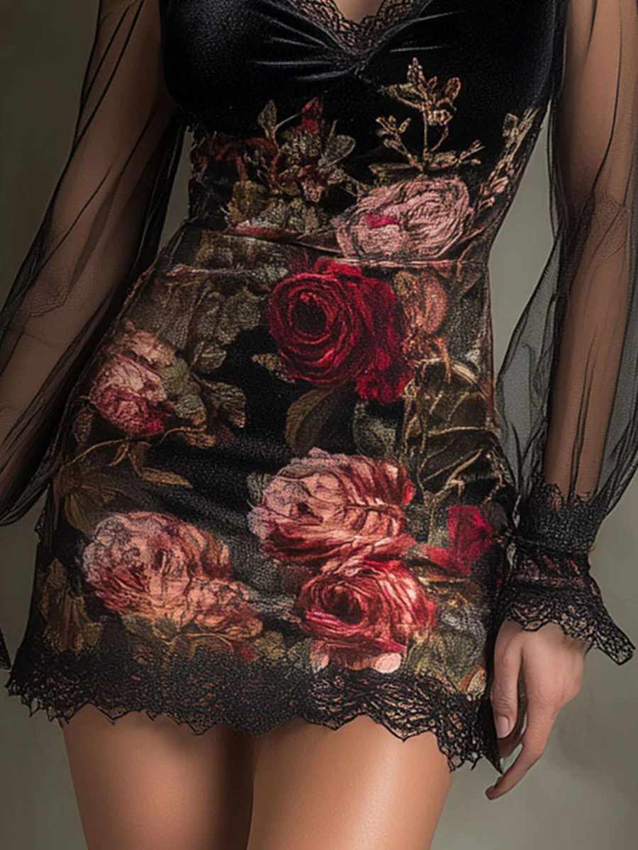 Clara Floral Lace Mini Dress