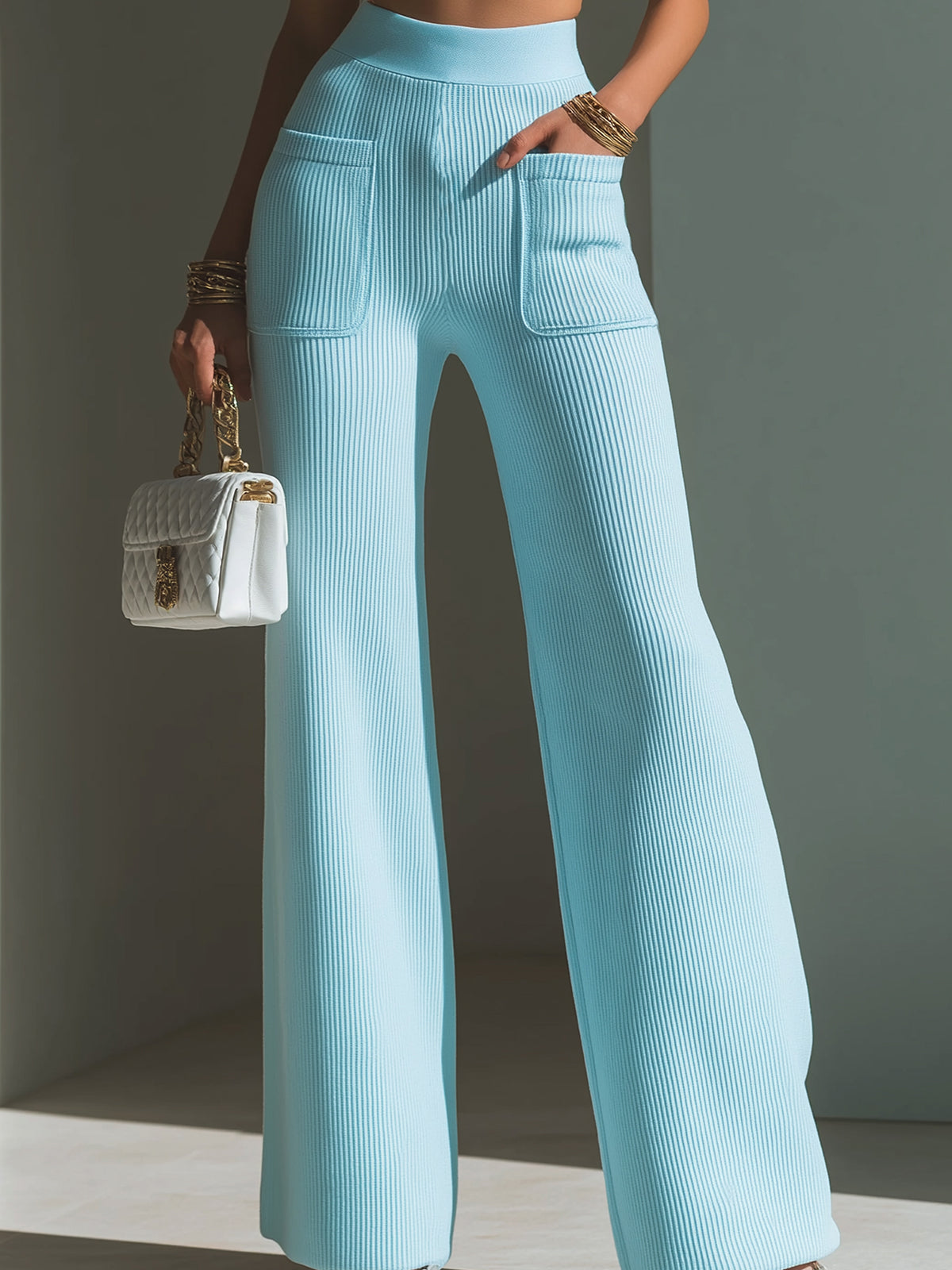 Sidonia™ High Waist Ribbed Wide-Leg Pants