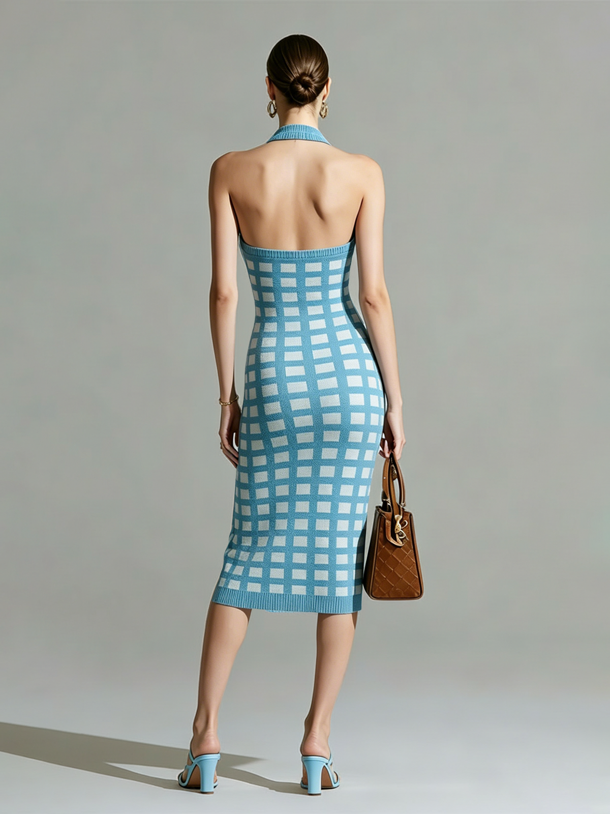 Florentine™ Checkerboard Halter Midi Dress