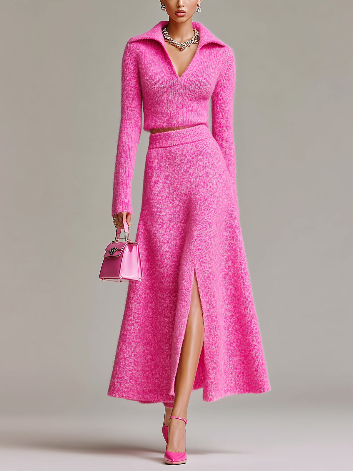 Tamsin™ Hot Pink Sweater Skirt Set