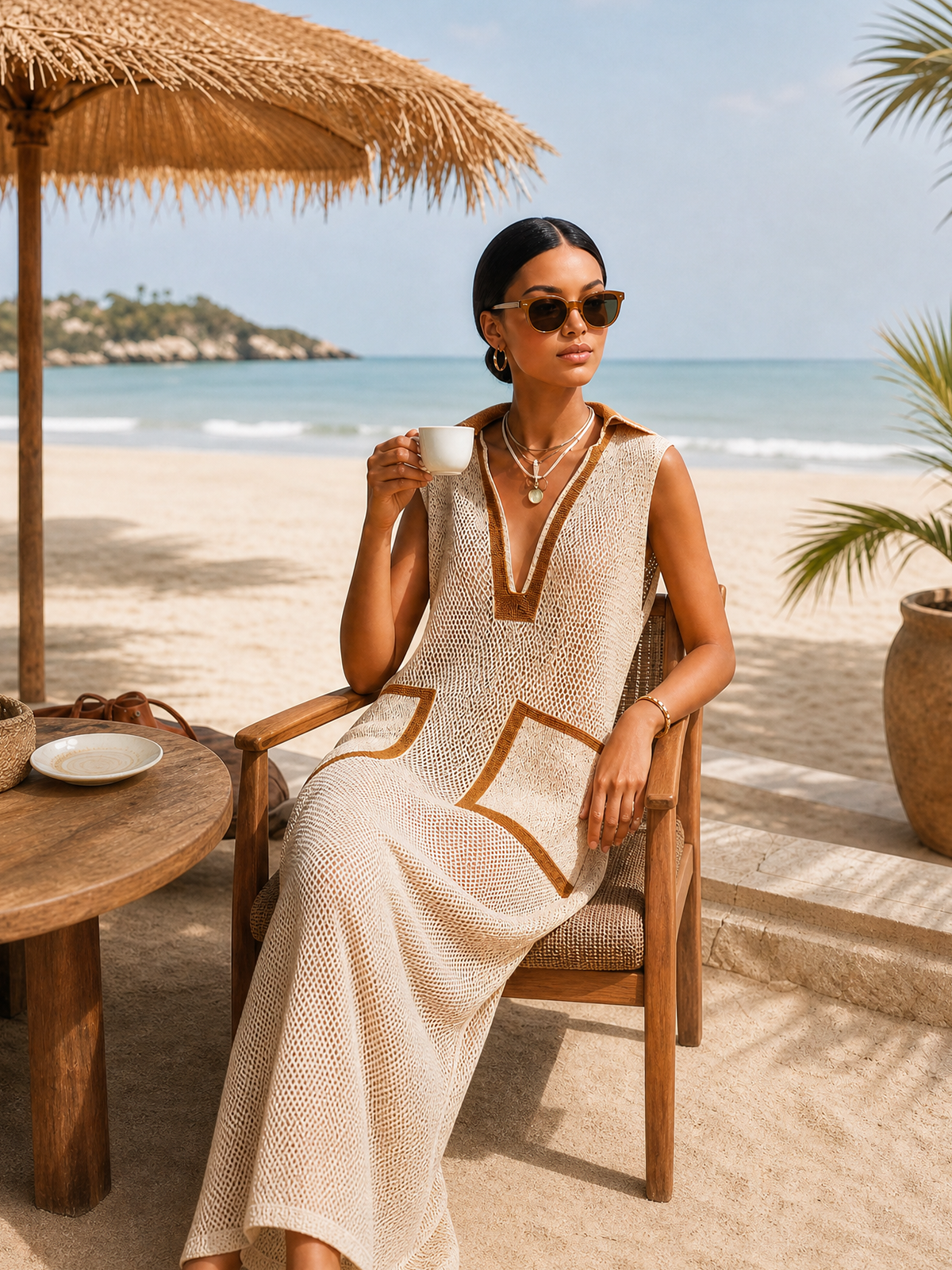 Emberly™ Lapel Ribbed Knit Maxi Dress