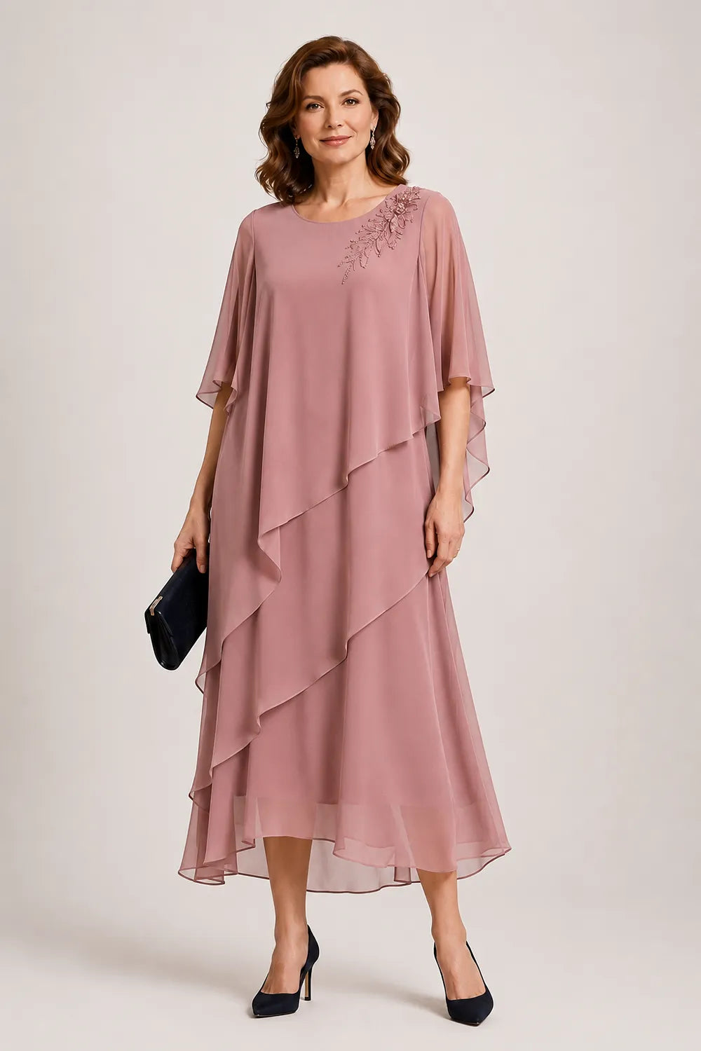 Vivienne Draped Layer Formal Occasion Dress