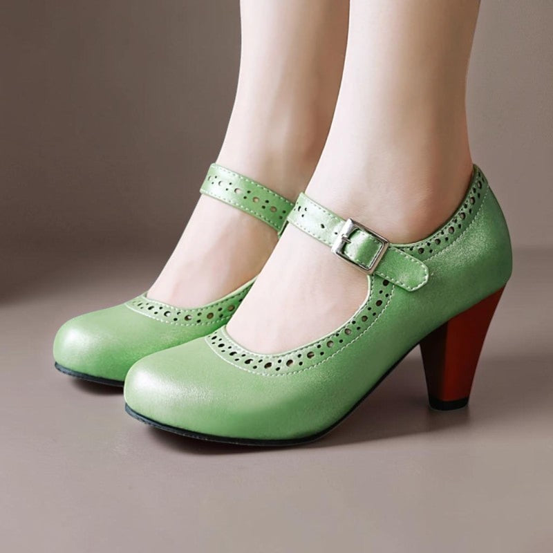 Genevieve | Colourful Mary Jane Heels with Adjustable Strap