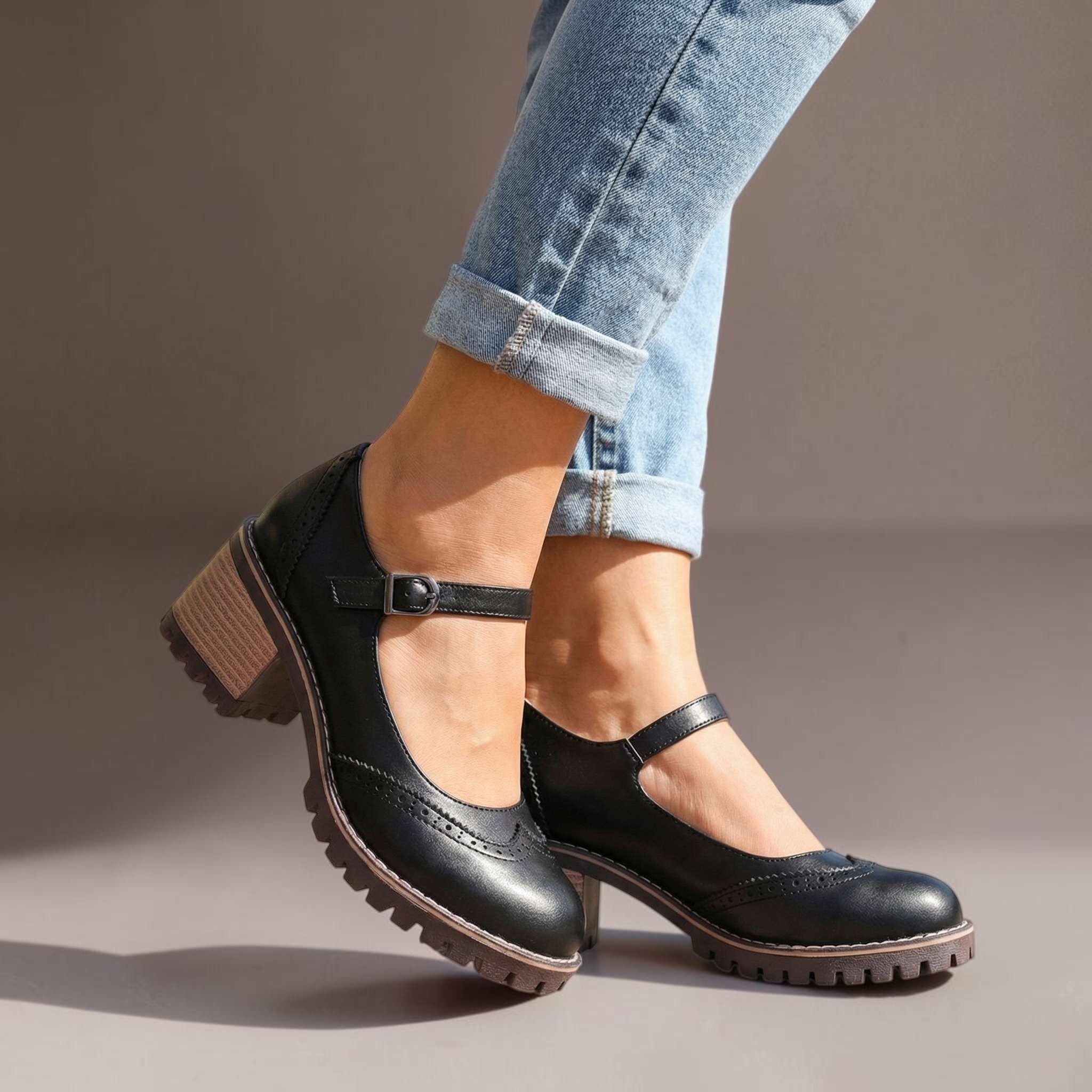 Marie | T-Strap Mary Jane Heels with Buckle