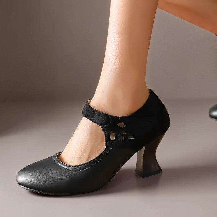 Antonia | Suede Round-Toe Ankle-Strap Heels