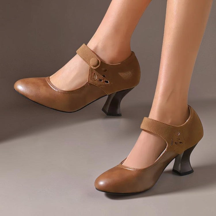 Antonia | Suede Round-Toe Ankle-Strap Heels